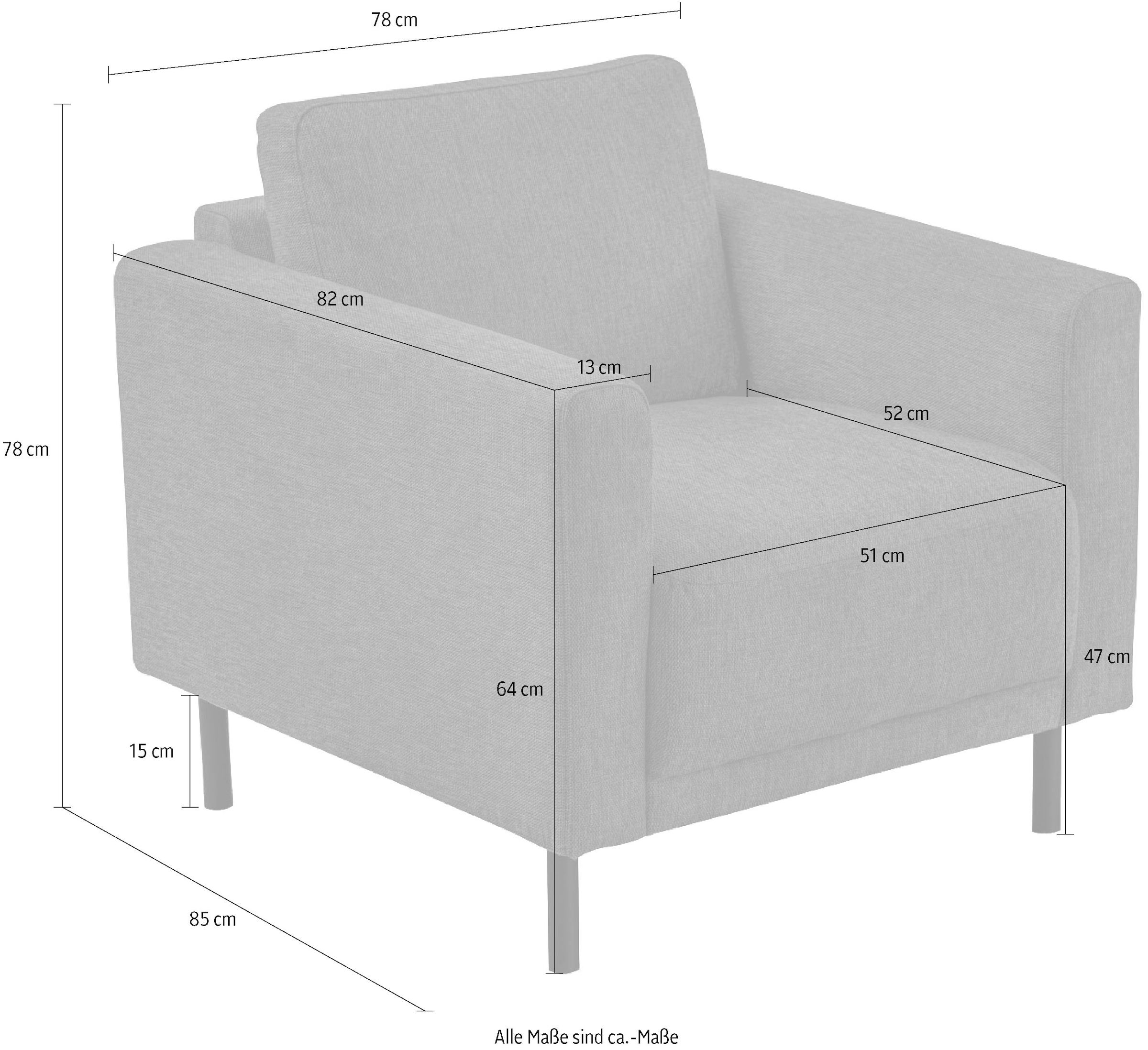 GOODproduct Sessel »Sveeva, Breite 78 cm, schwarze Metallfüsse« langlebiger Webstoff, viele Farben zur Auswahl