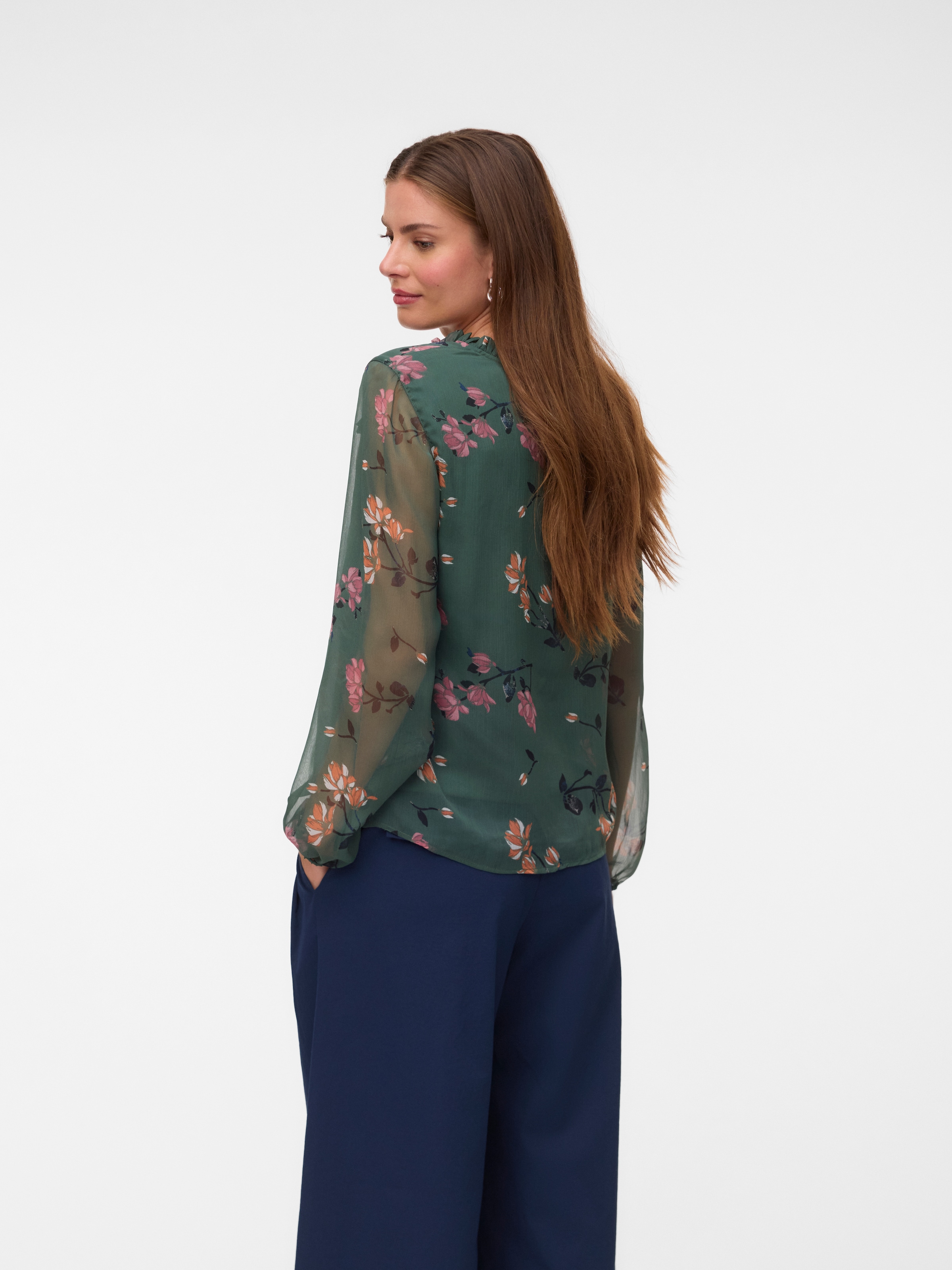 Vero Moda Blouse en mousseline »VMMILLA LS TOP WVN GA NOOS« fibre synthétique, coupe régulière