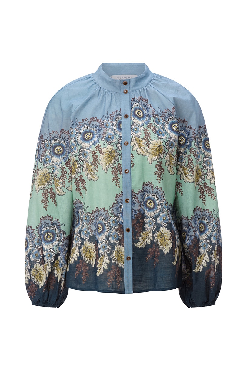 RICHROYAL Blouse à manches longues imprimé bordure florale