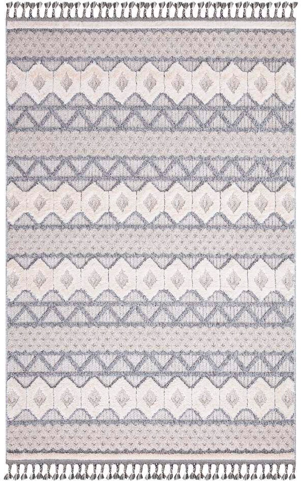 Carpet City Tapis à poils longs »Valencia 728« Rectangulaire 20 mm Höhe Läufer, Boho-Stil, 3D-Effekt, Relief, Hoch-Tief-Struktur, mit Fransen