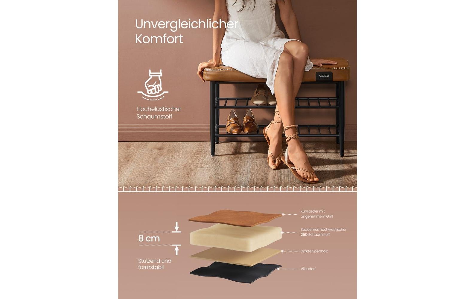 VASAGLE Empileur de chaussures »Ekho 80 x 50 cm Braun«