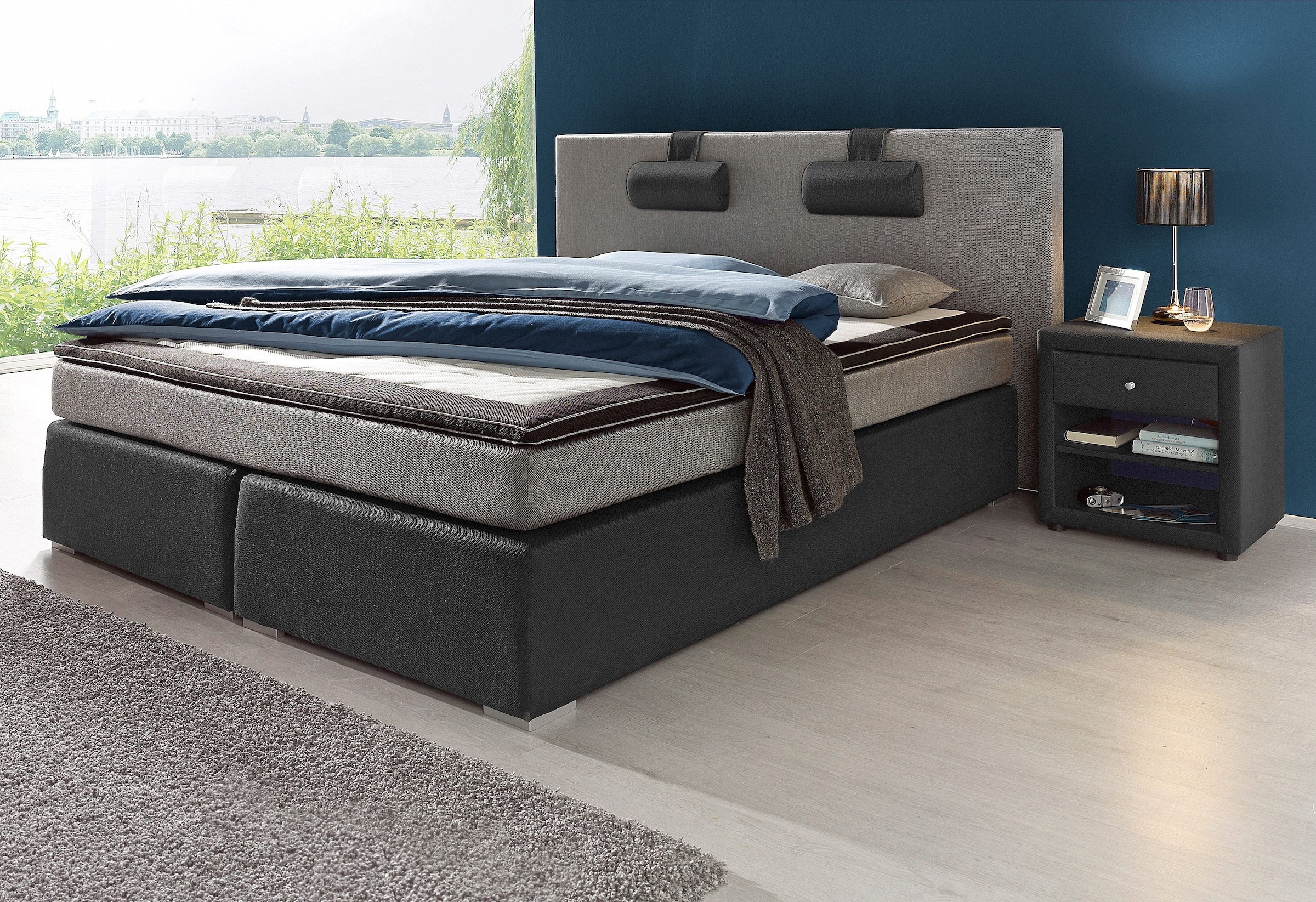 ATLANTIC home collection Lit boxspring »Rick« mit Bonnell-Federkernmatratze, inkl. Topper