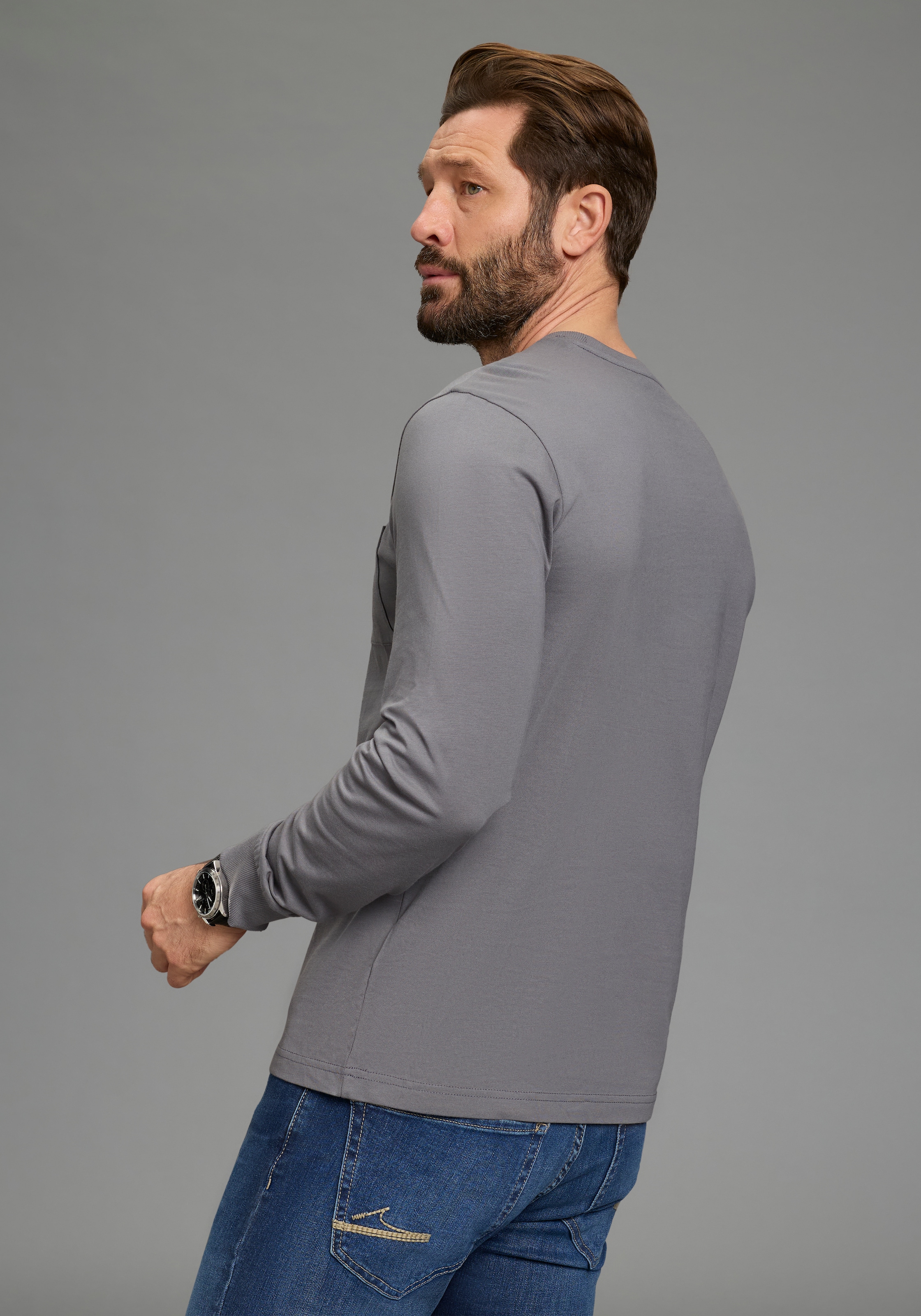 Man's World T-shirt à manches longues »Neue Kollektion!« style casual, t-shirt manches longues, coupe ajustée, uni