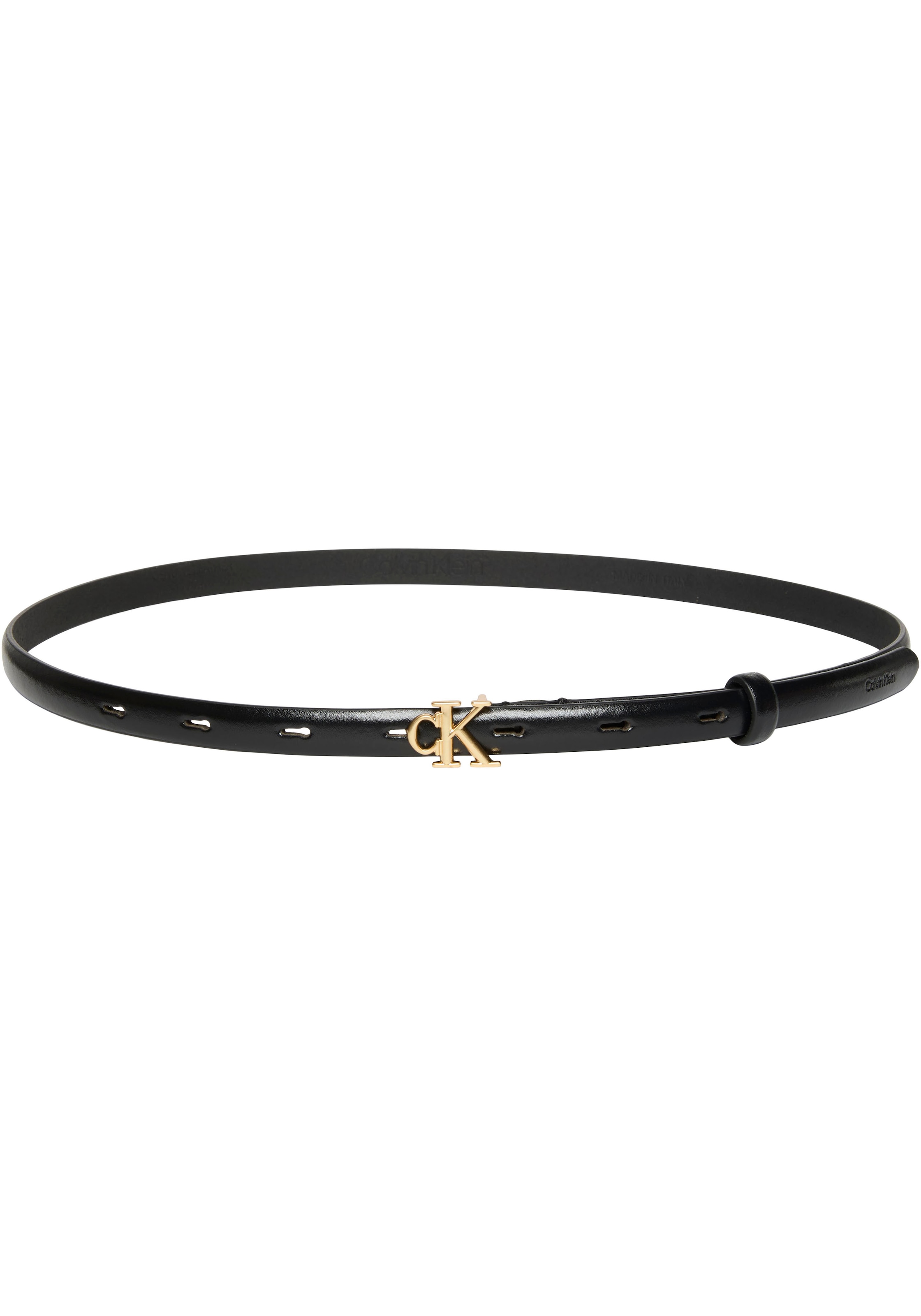 Calvin Klein Ceinture en cuir »ROUND CK BUCKLE 15MM BELT SMOOTH« taille réglable avec boucle métallique