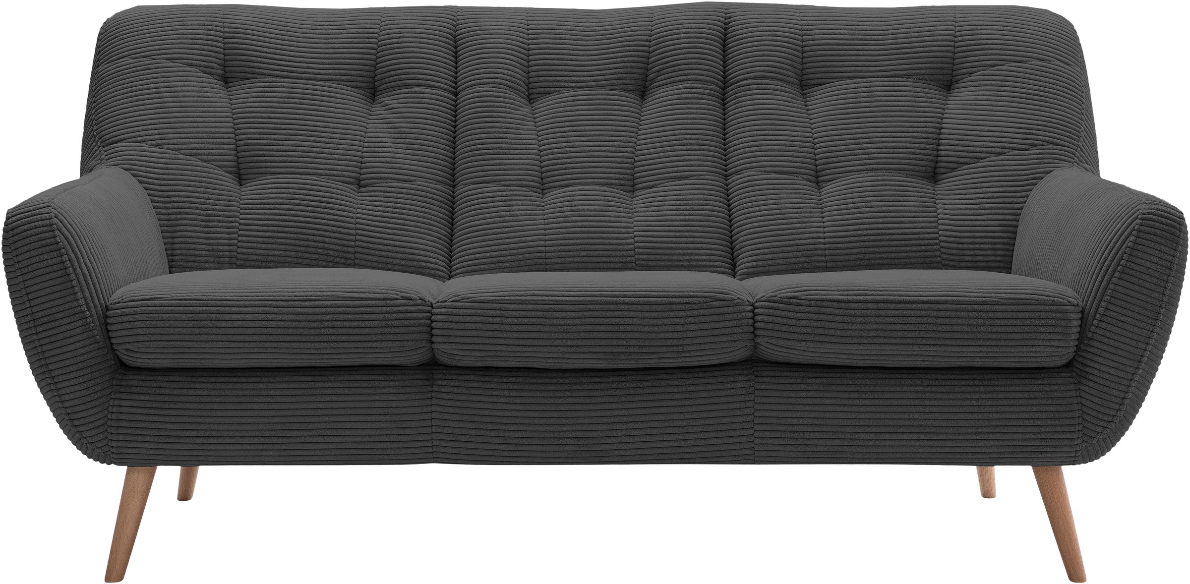 exxpo - sofa fashion 3-places »Scandi, bequem, aufwendige Rückenpolsterung für mehr Sitzkomfort« aktuelle Farben in hochwertigen Bezugsqualitäten, Holzfuss