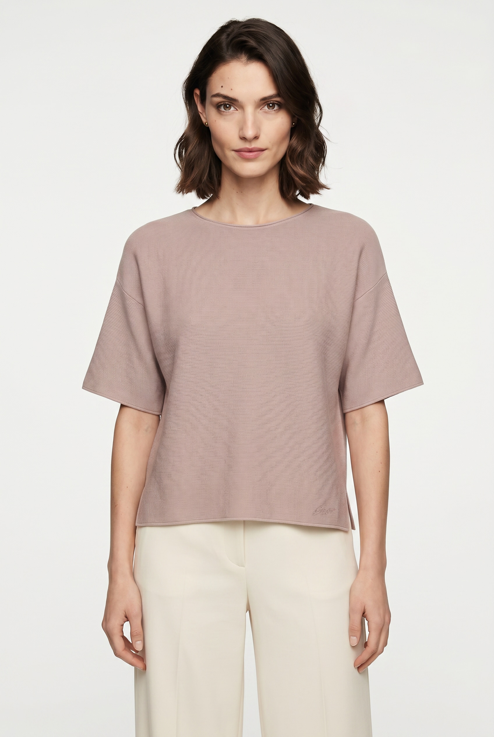BOSS ORANGE Pull à manches courtes »Fouetta Premium Damenmode« Baumwoll-Woll-Mix, Relaxed Fit