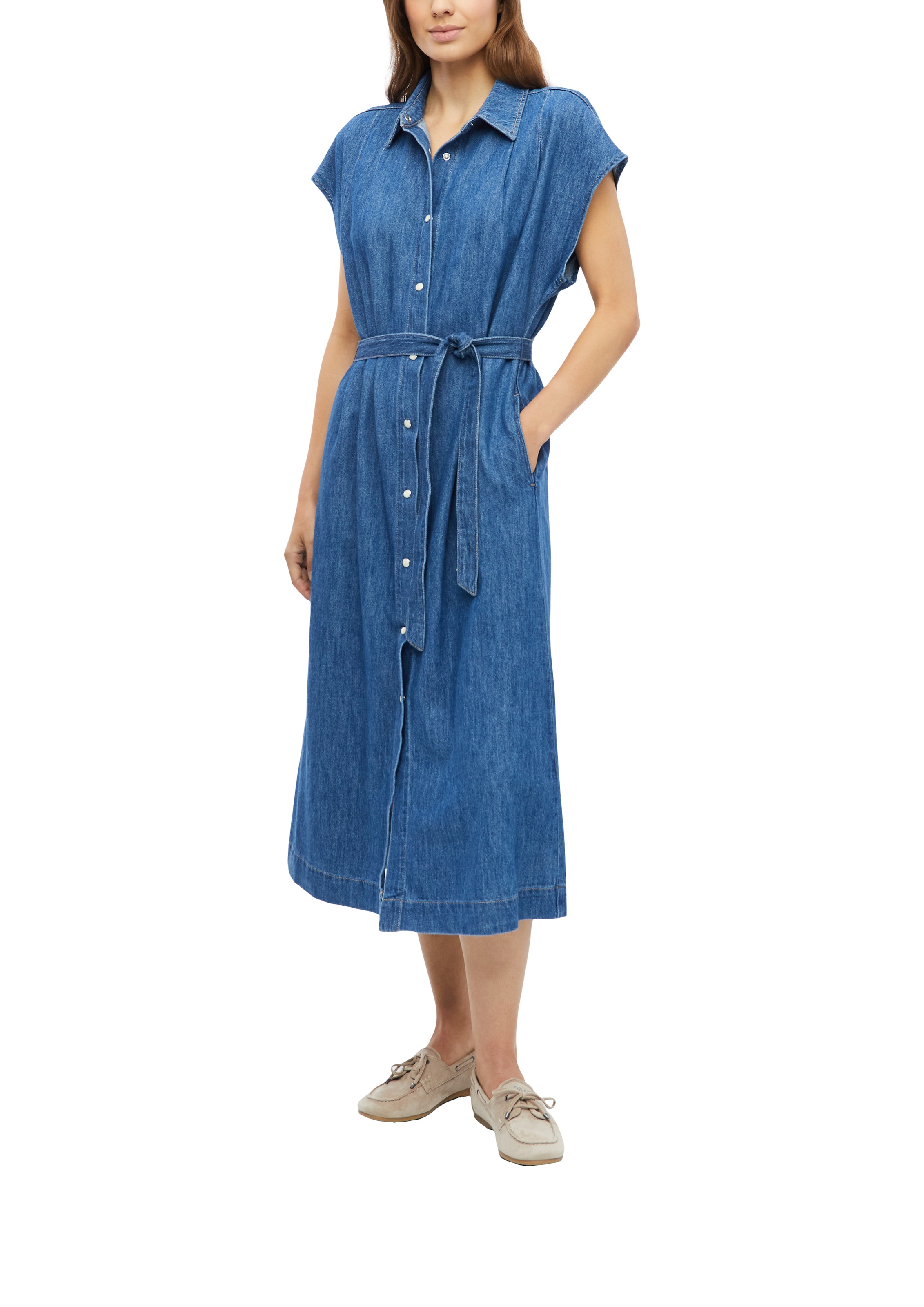 s.Oliver Robe en jean Sans poches avec ceinture textile