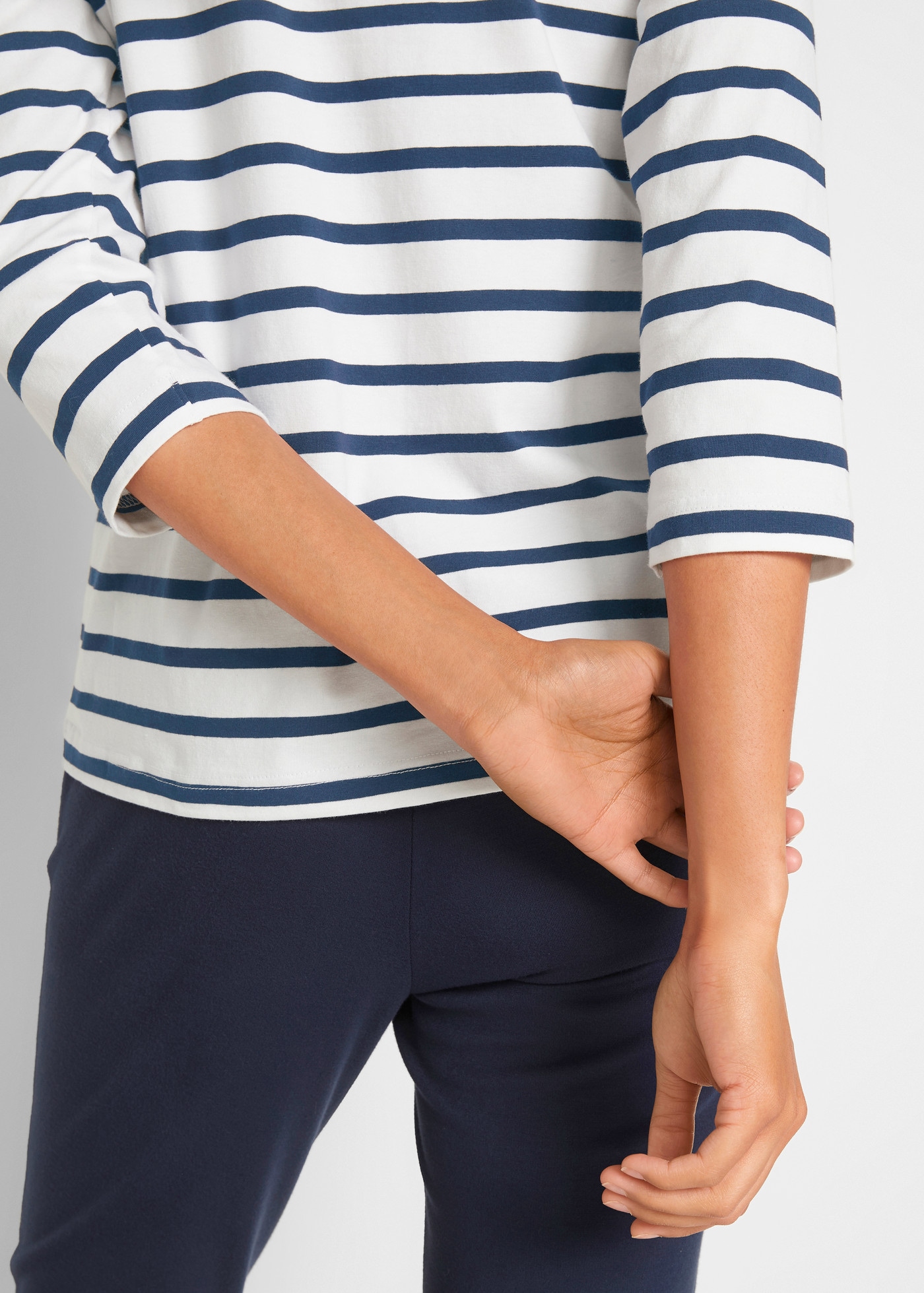 bonprix Langarmshirt mit 3/4-Ärmeln, aus Baumwoll-Stretch, Loose Fit, im Casual-Stil
