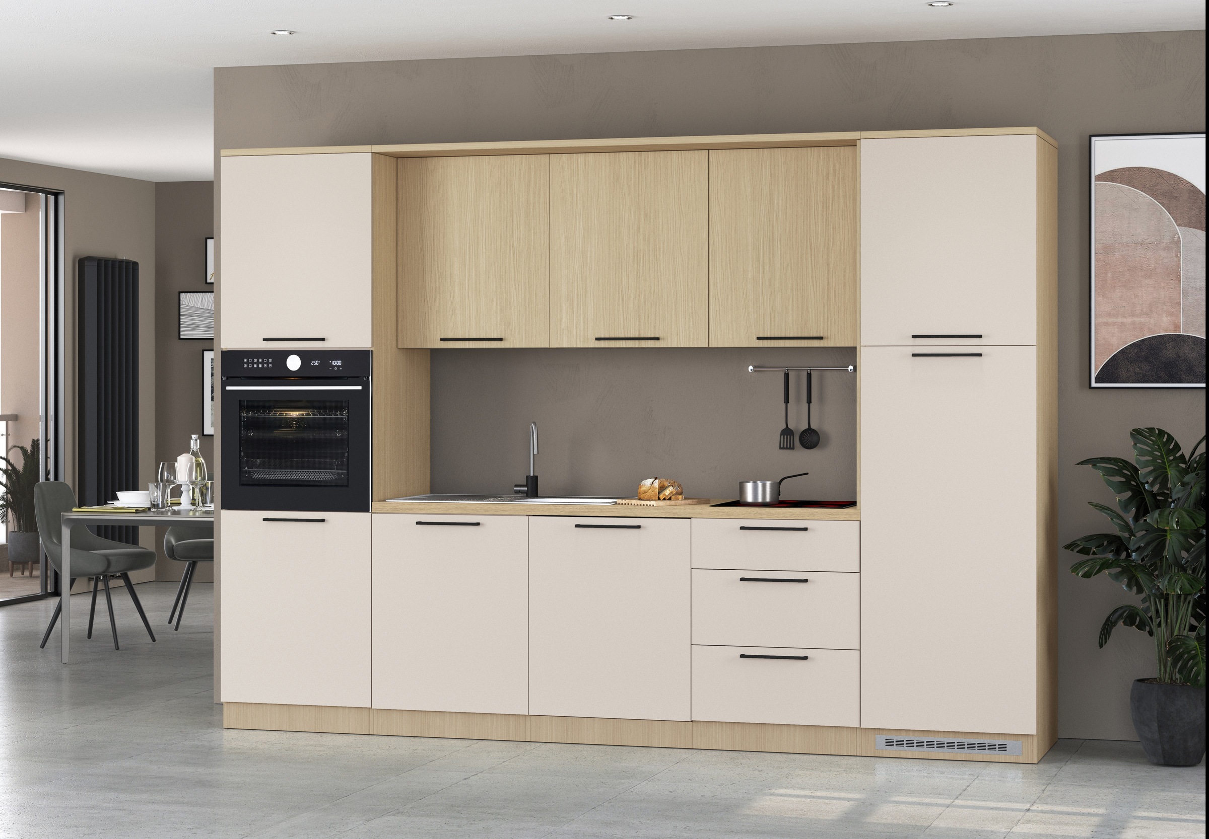 KOCHSTATION Kitchenette »KS-Luna, Einbauküche, Zeilenküche, Küchenblock« Breite 300 cm, wahlweise mit Hanseatic-E-Geräten, APL 35mm stark