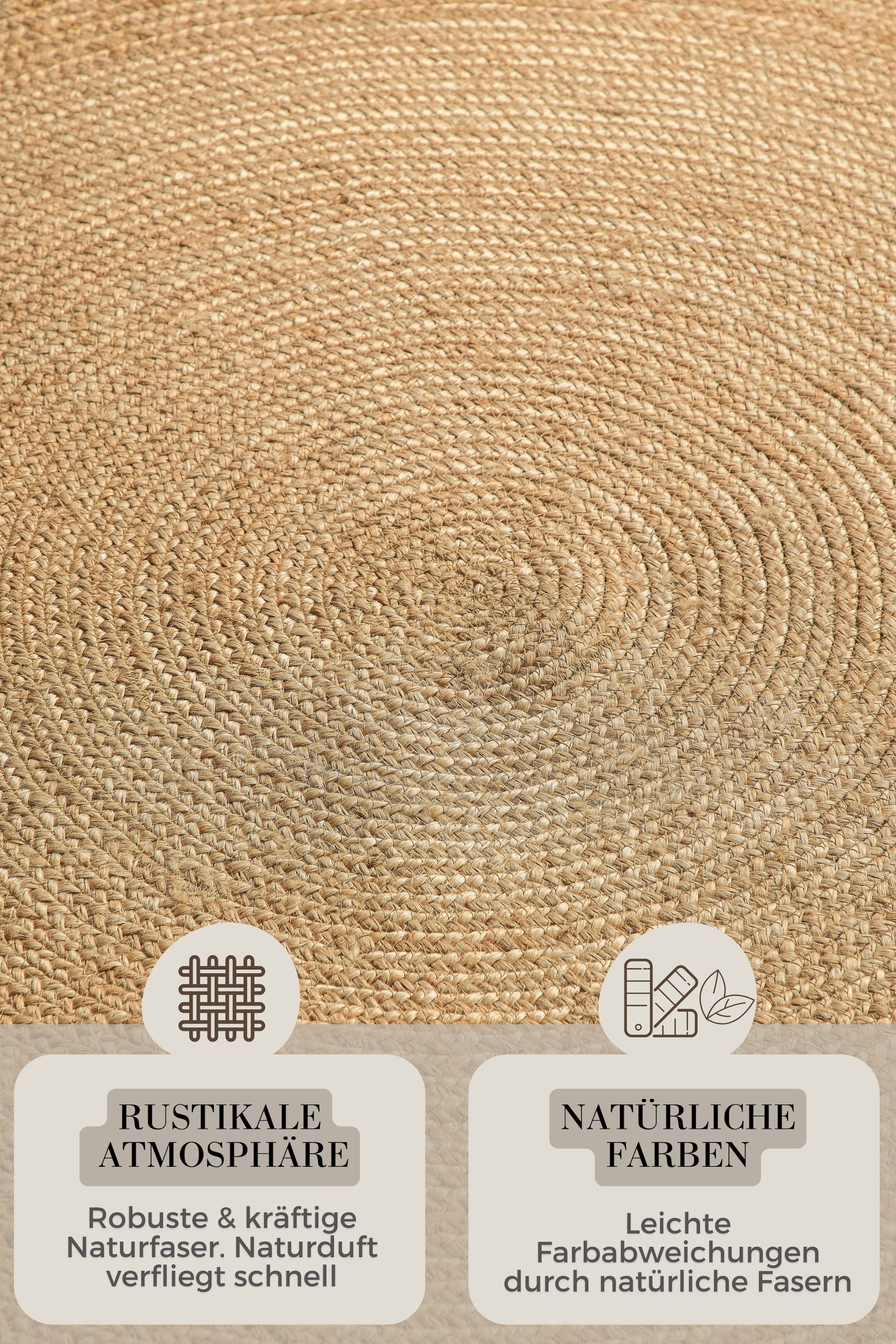 HANSE Home Teppich »Rangpur Juteteppich, auch in oval« rund 10 mm Höhe Handgewebt, 100% Jute , Natur, Wohnzimmer, Flur, Boho, Skandi