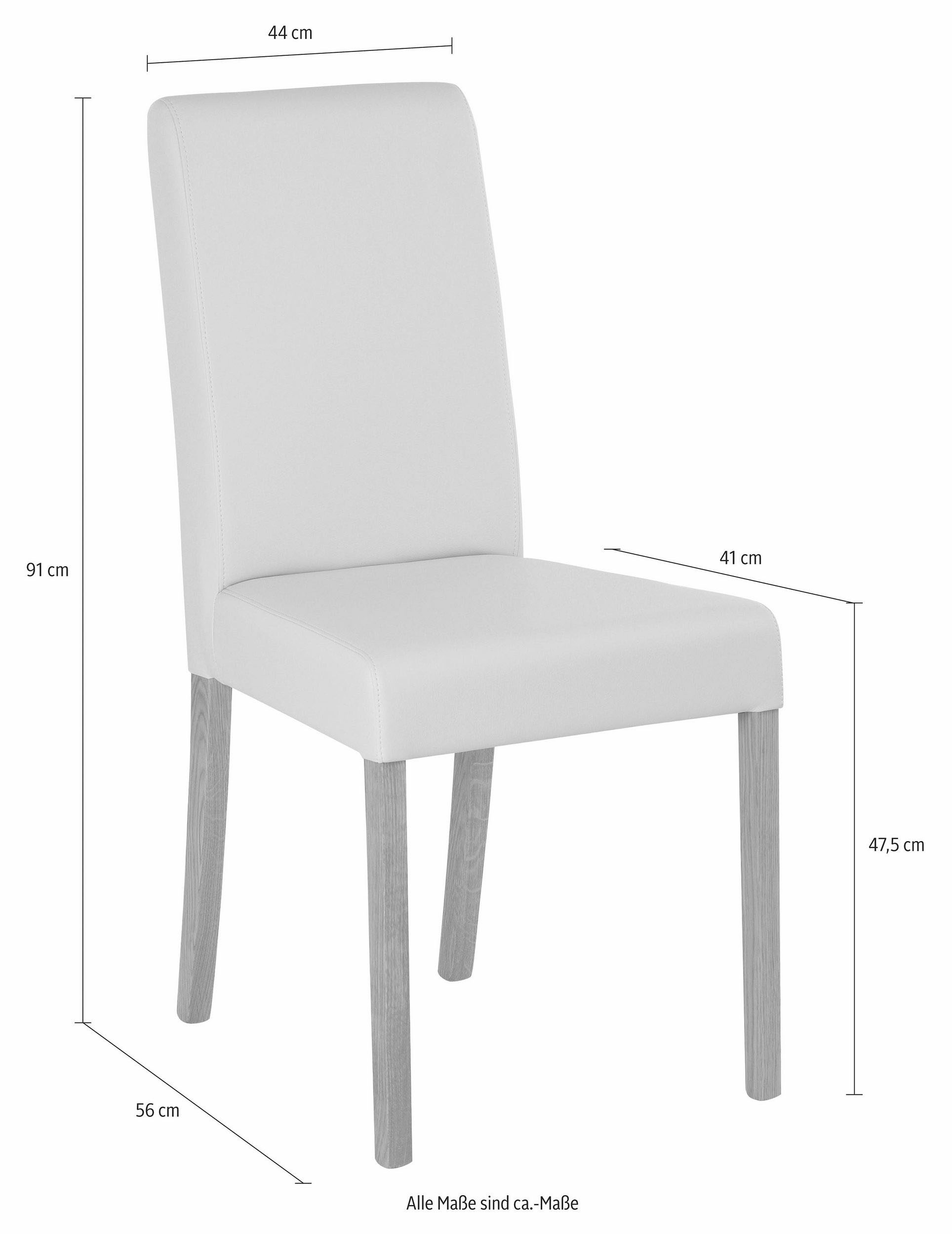 Home affaire Chaise à 4 pieds »Bologna« (Set) 2 cuisGestell aus Massivholz