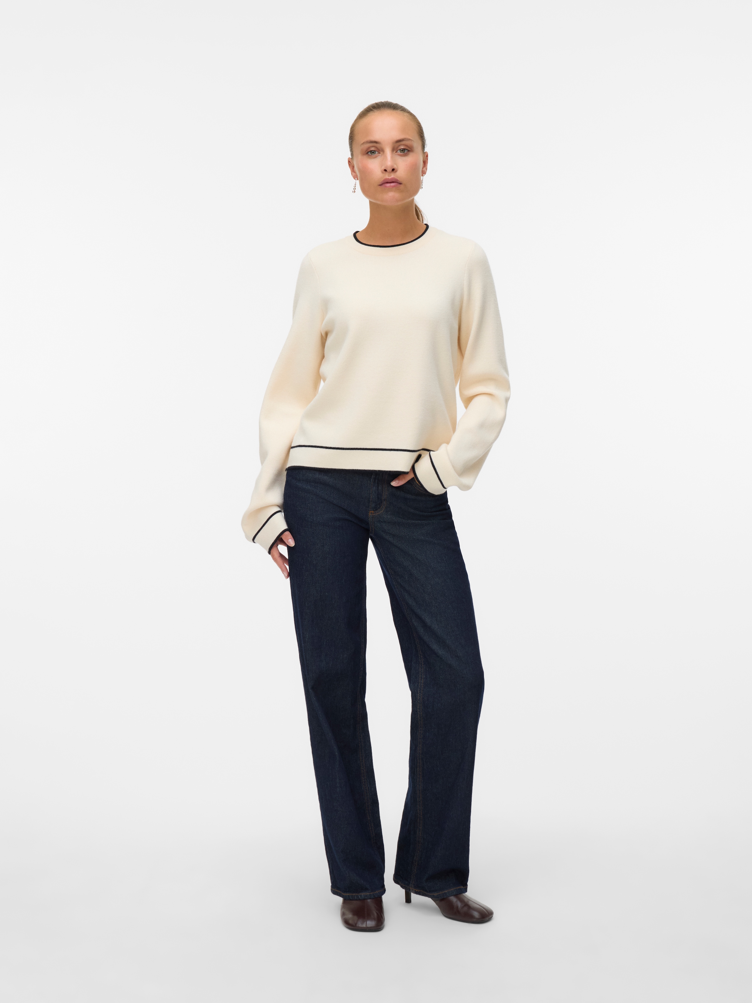 Vero Moda Strickpullover »VMGOLD LS O-NECK DOUBLE CONTRAST PULL«