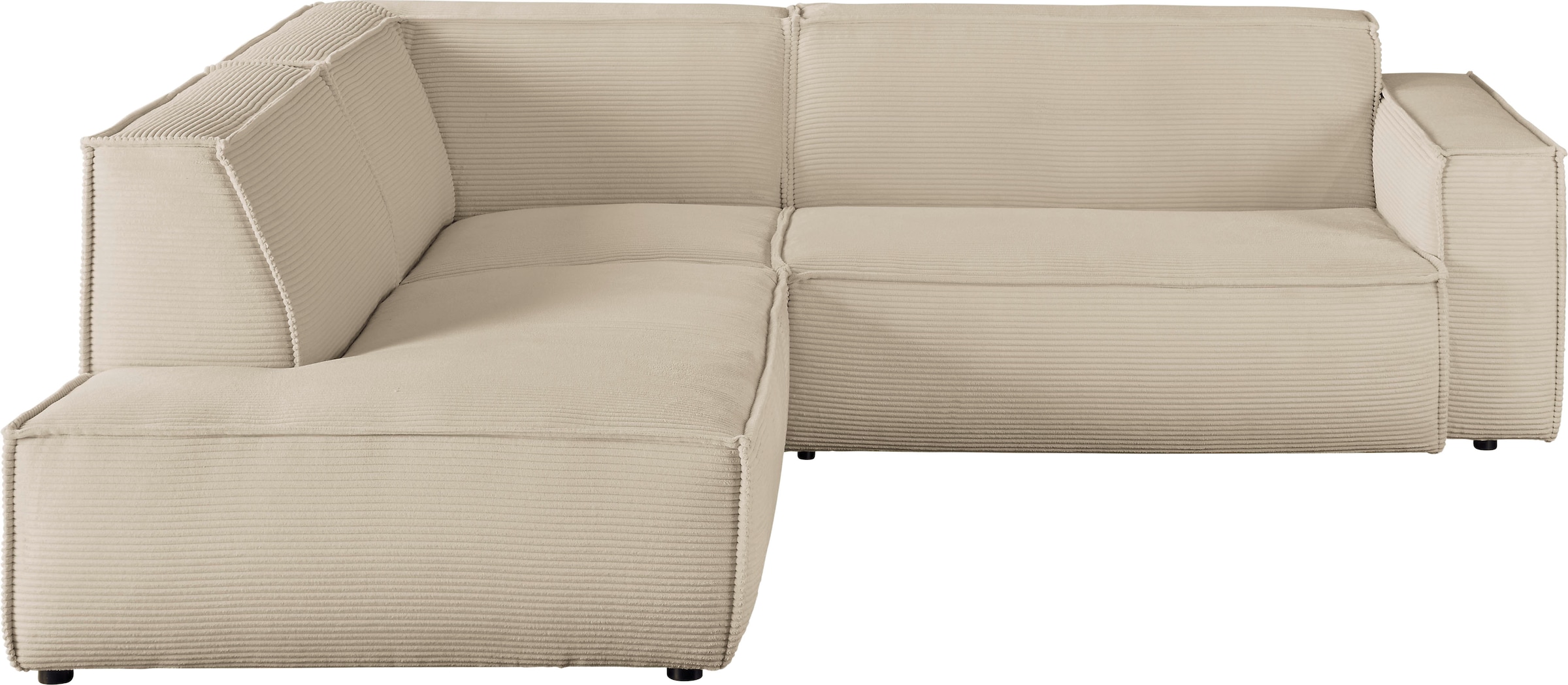 3C Candy Ecksofa »Matteo in elegant, kubischer Formensprache, bequem, L-Form« mit auffälliger Kedernaht, Cord-Bezug, Lounge-Charakter, OTTOs Choice