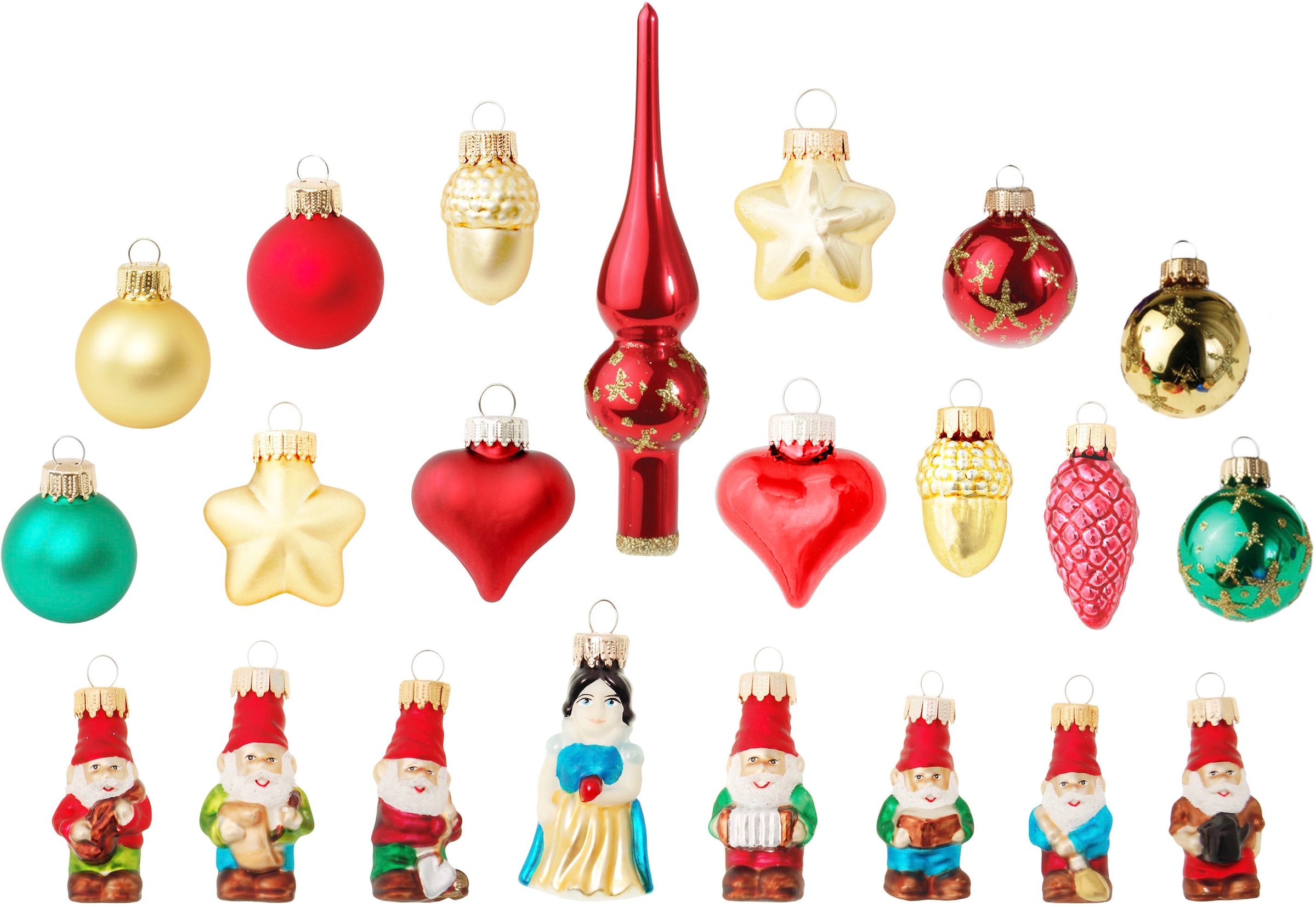 Krebs Glas Lauscha Calendrier de l'Avent »Schneewittchen und die sieben Zwerge, Weihnachtsdeko« pour les adultes mini calendrier de l'Avent conte de fées avec décoration de sapin