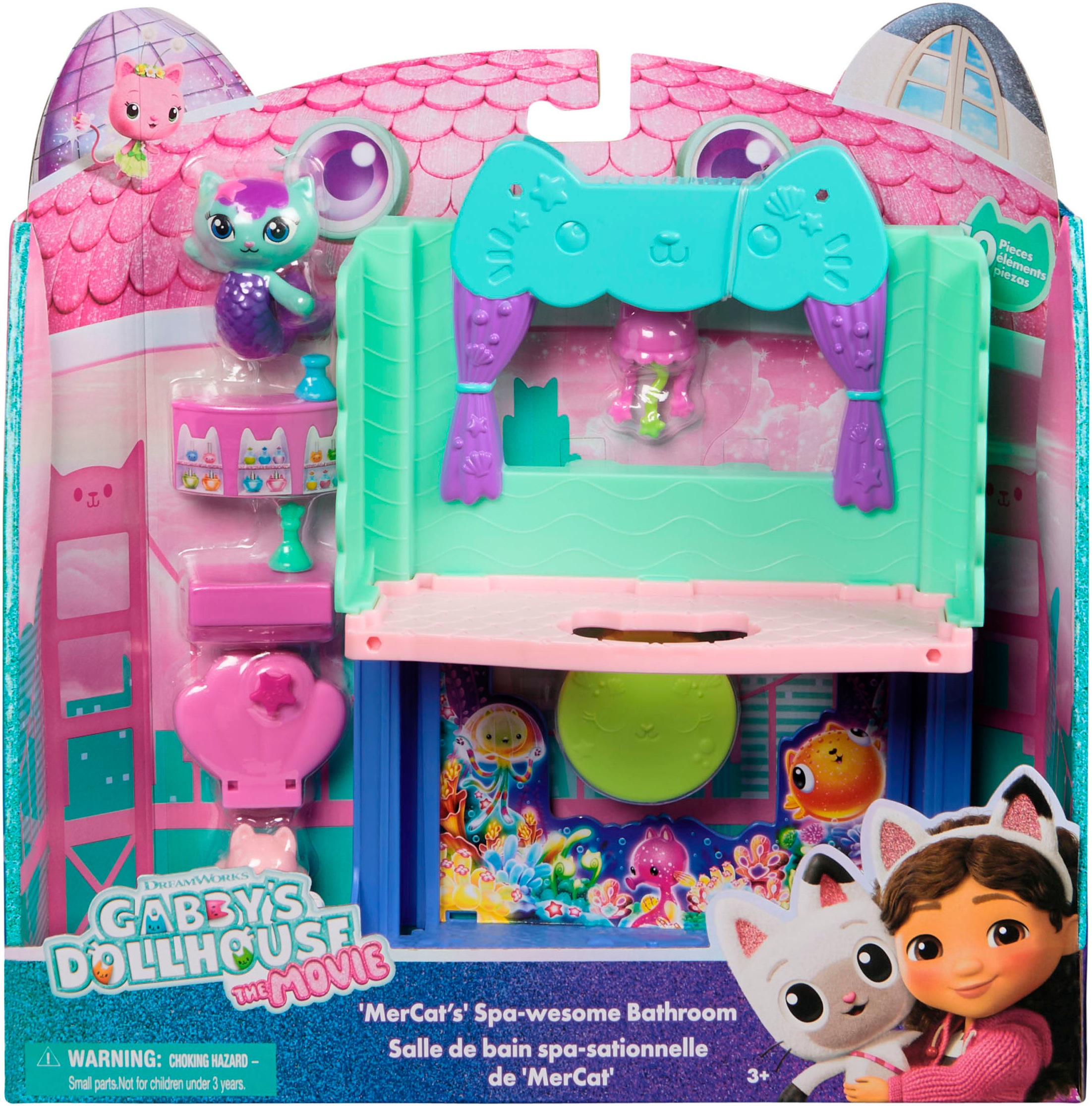 Spin Master Monde de jeu »Gabby’s Dollhouse: Der Film – Portal Raum Spa-tastisches Badezimmer« von Meerkätzchen; mit Katzenfigur