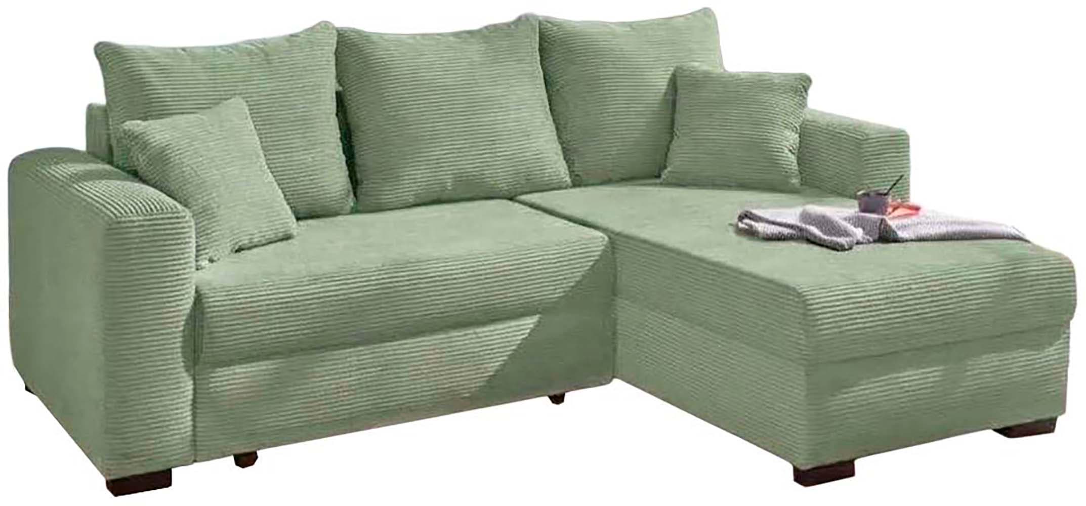 Jockenhöfer Gruppe Ecksofa »Ecksofa Elmau, Grösse Ottomane: L, B:235cm, optional mit Topper« mit Schlaffunktion, Bettkasten & 2 Zierkissen