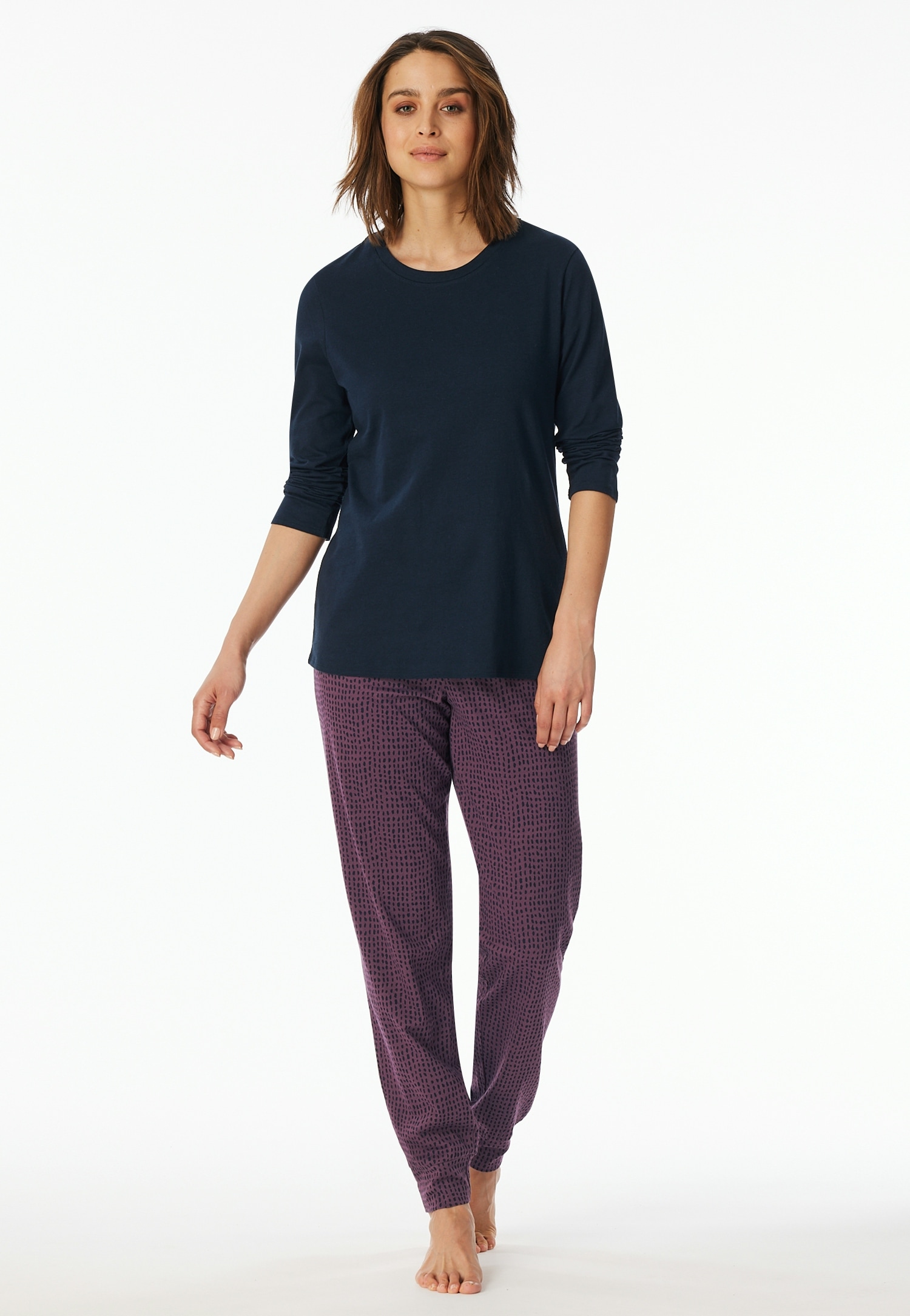 uncover by SCHIESSER Schlafanzug »Uncover Nightwear« 2 tlg. Baumwolle, Singel Jersey-Qualität, langärmelig, atmungsaktiv, bequem