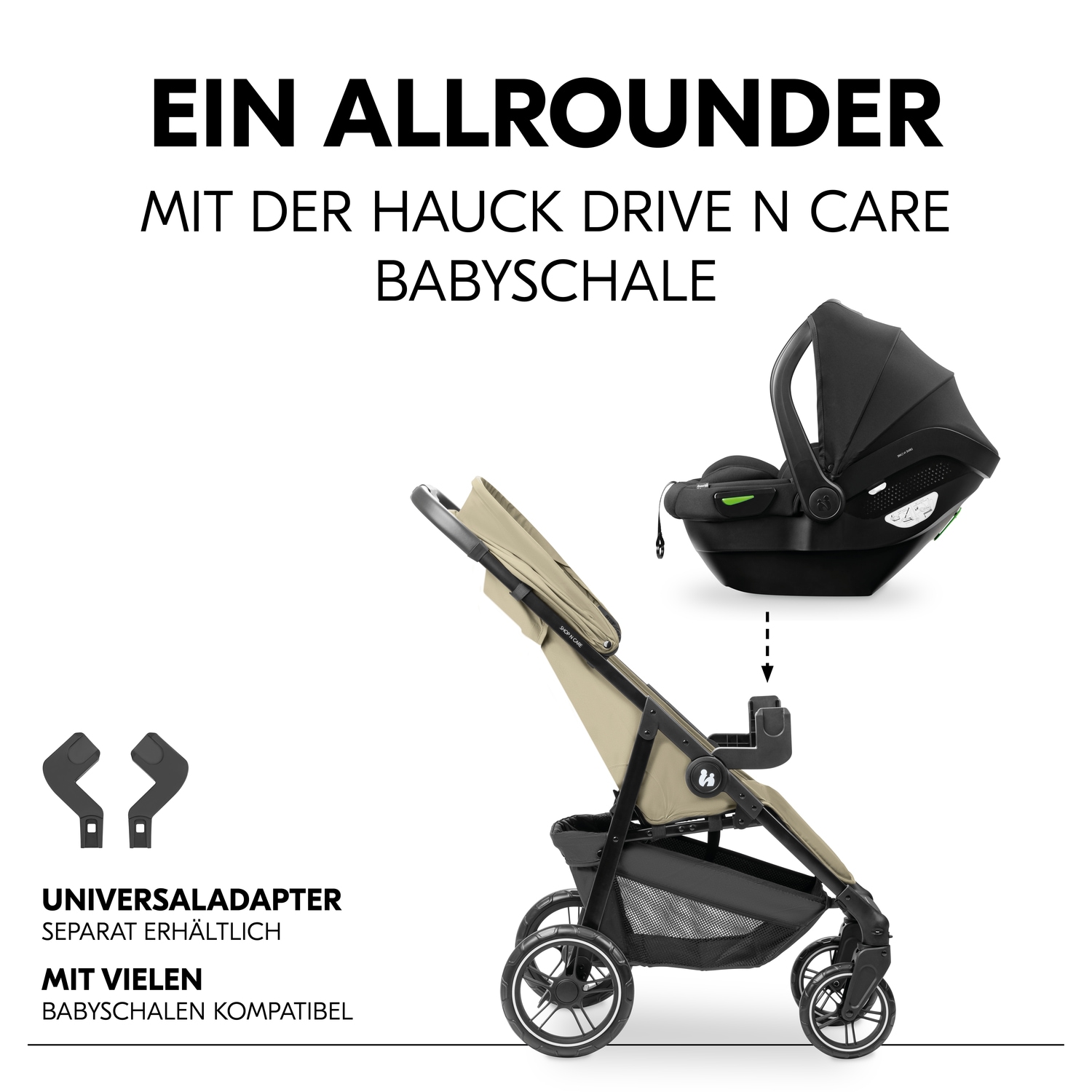 Hauck Poussette pour enfants »Shop N Care, Olive« 22 kilos bis 22 kg belastbar; kompatibel mit Babyschale