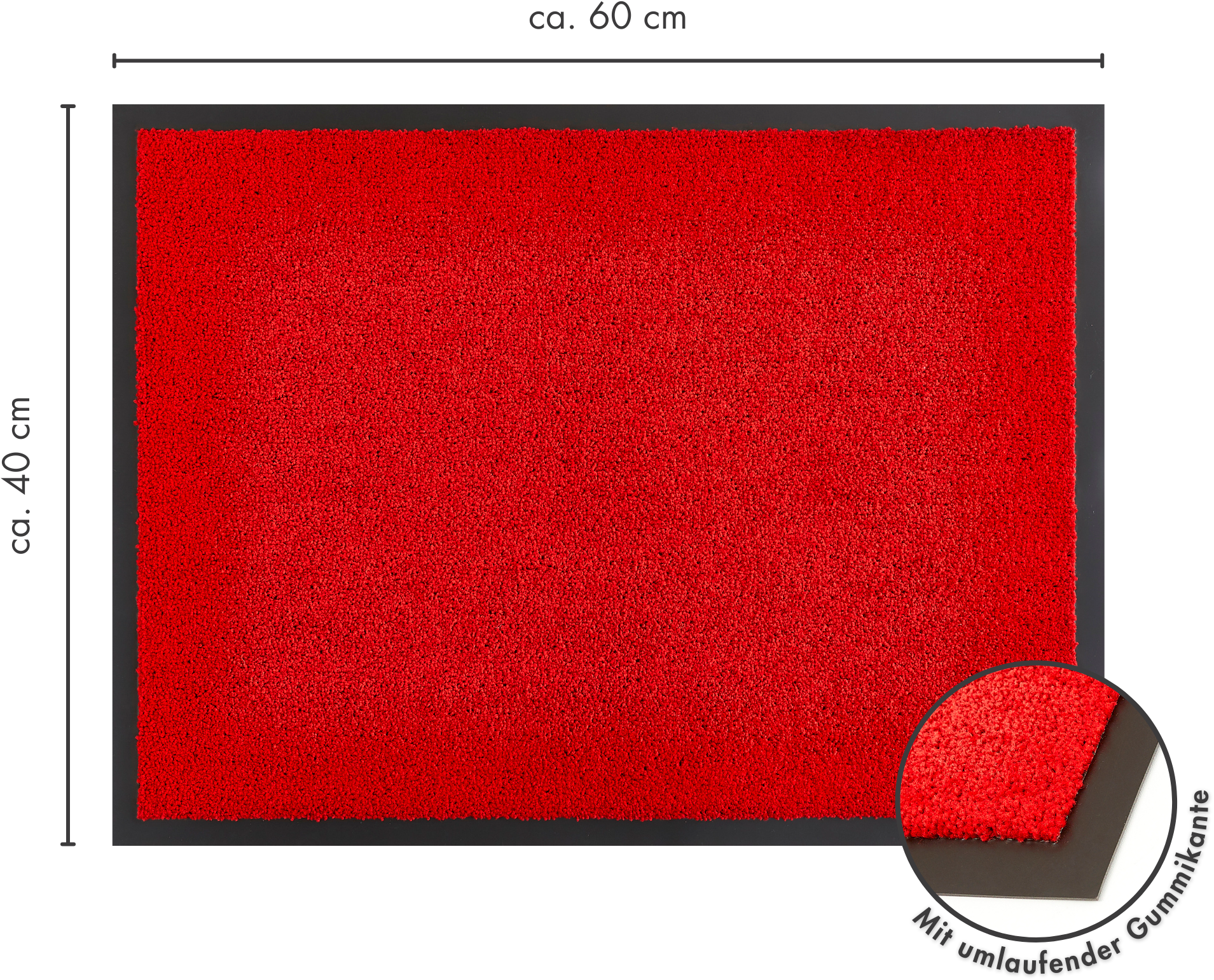 GOODproduct Tapis de sol »Emil, Made in Netherlands« Rectangulaire 6 mm Höhe tapis d'entrée, couleurs unies, antidérapant, lavable (lavage à la main)