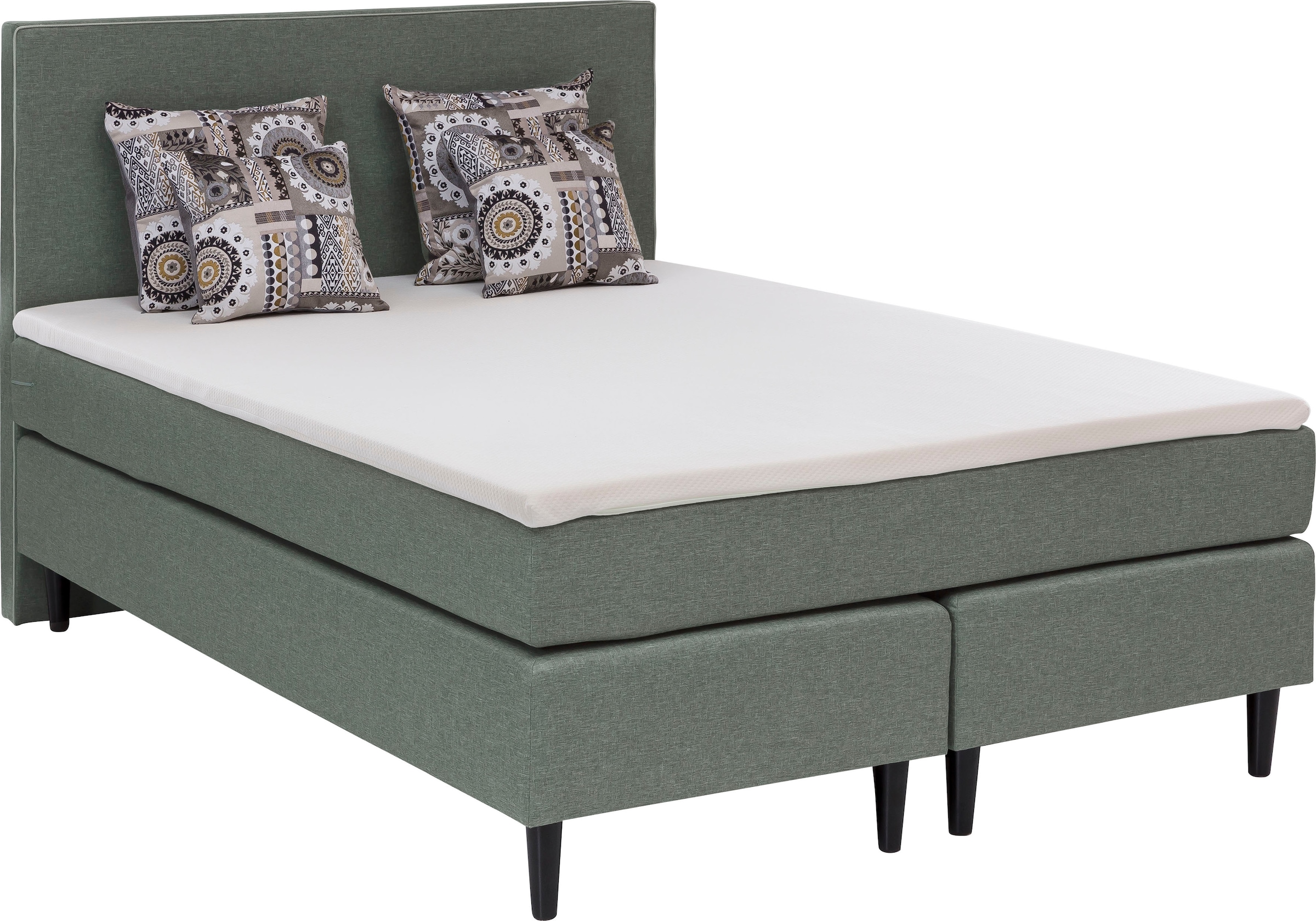 grüne betten Lit boxspring »Luisa« mit Tonnentaschenfederkern-Matratze, Topper und Zierkissen, 100% vegan