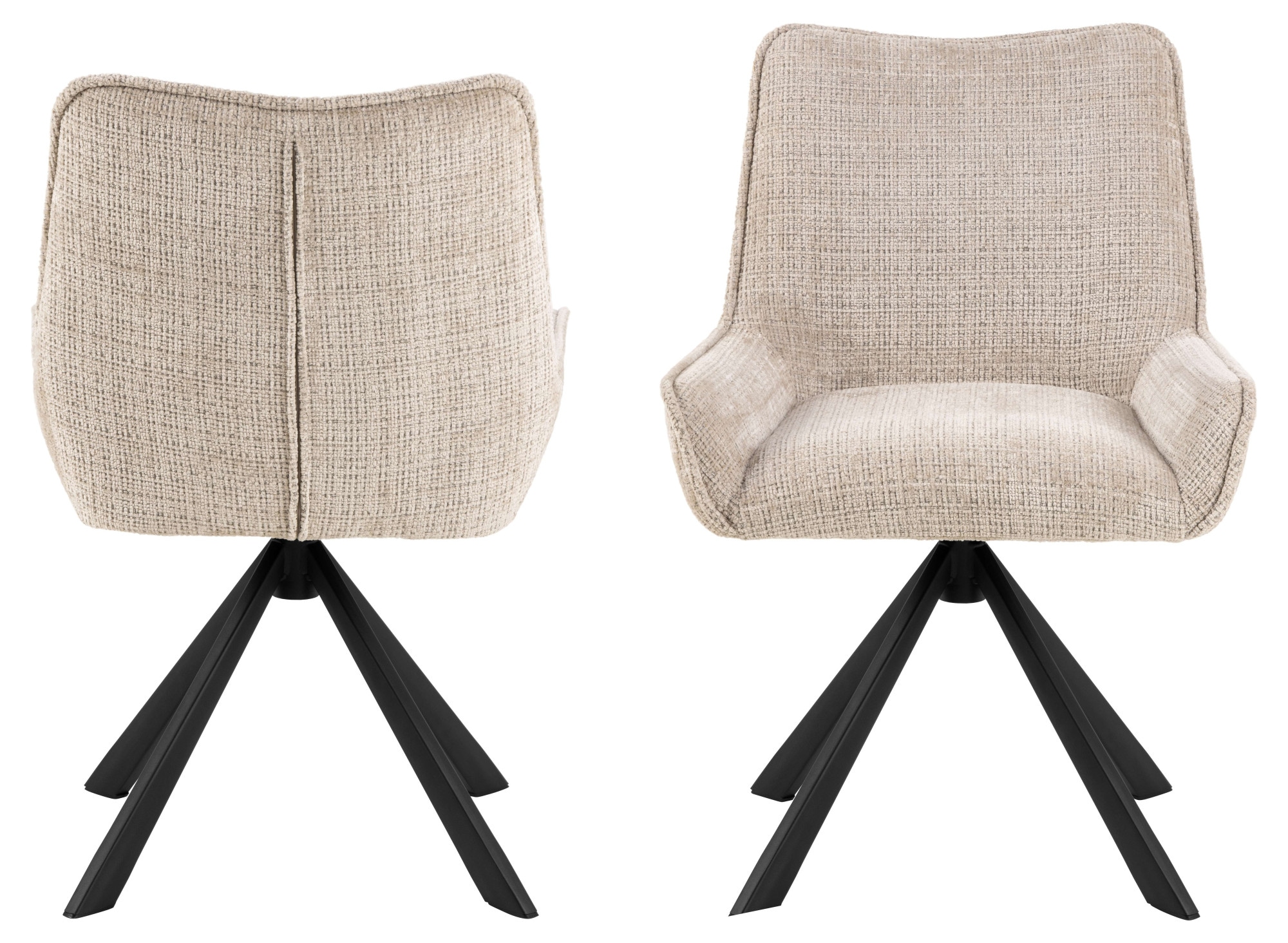ACTONA GROUP Chaise de salle à manger »Eddie« (Ensemble) Chaise de salle à manger, jute beige, piètement 4 étoiles, avec fonction pivotante, 2 pcs