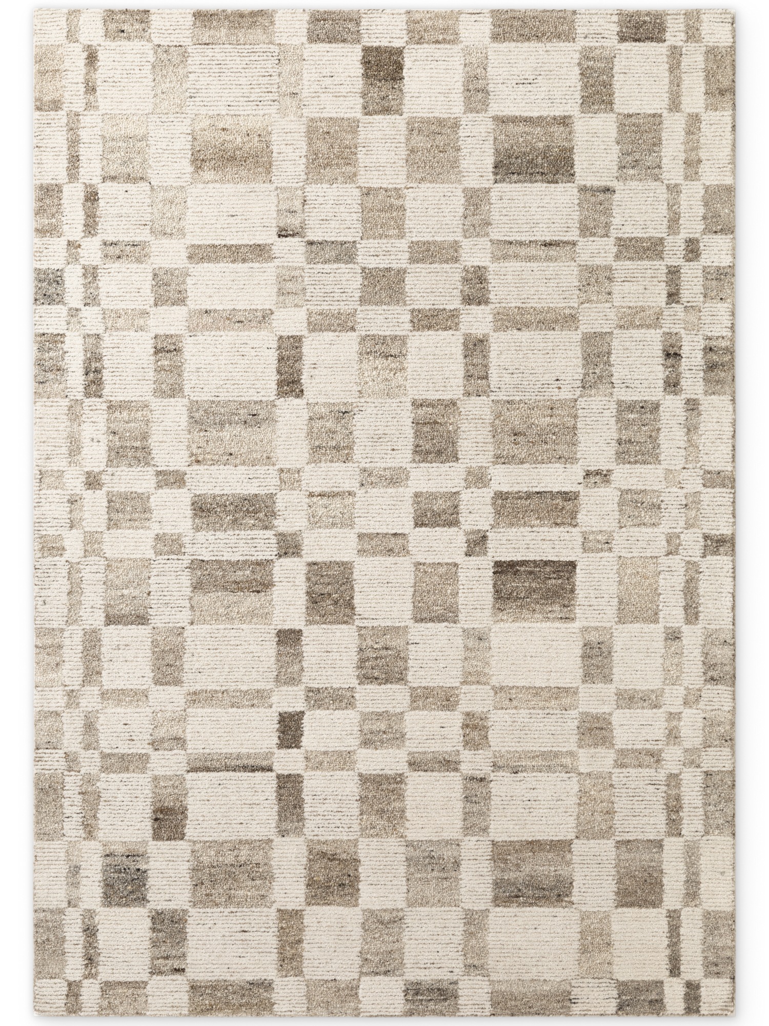 vikosa Tapis en laine »Structa« Rectangulaire 15 mm Höhe Handgemacht, Grafisch, Karo, Natur, Wolle, Wohnzimmer,Schlafzimmer