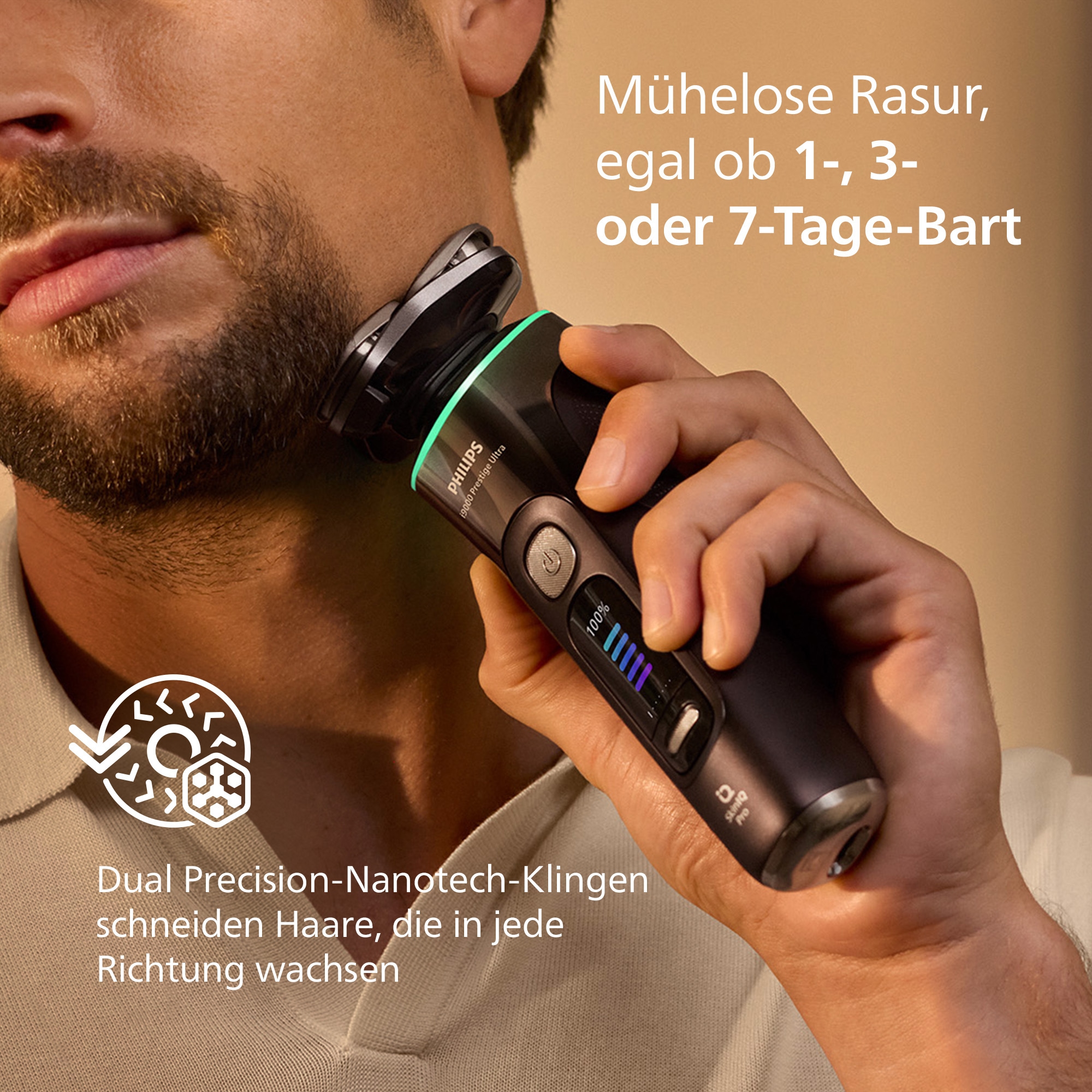 Philips Rasoirs électriques »Series i9000 Prestige Ultra XP9402/31« 1 cuis Aufsätze mit SkinIQ Technologie, inkl. Ladestand, Reiseetui, 1 Kartusche