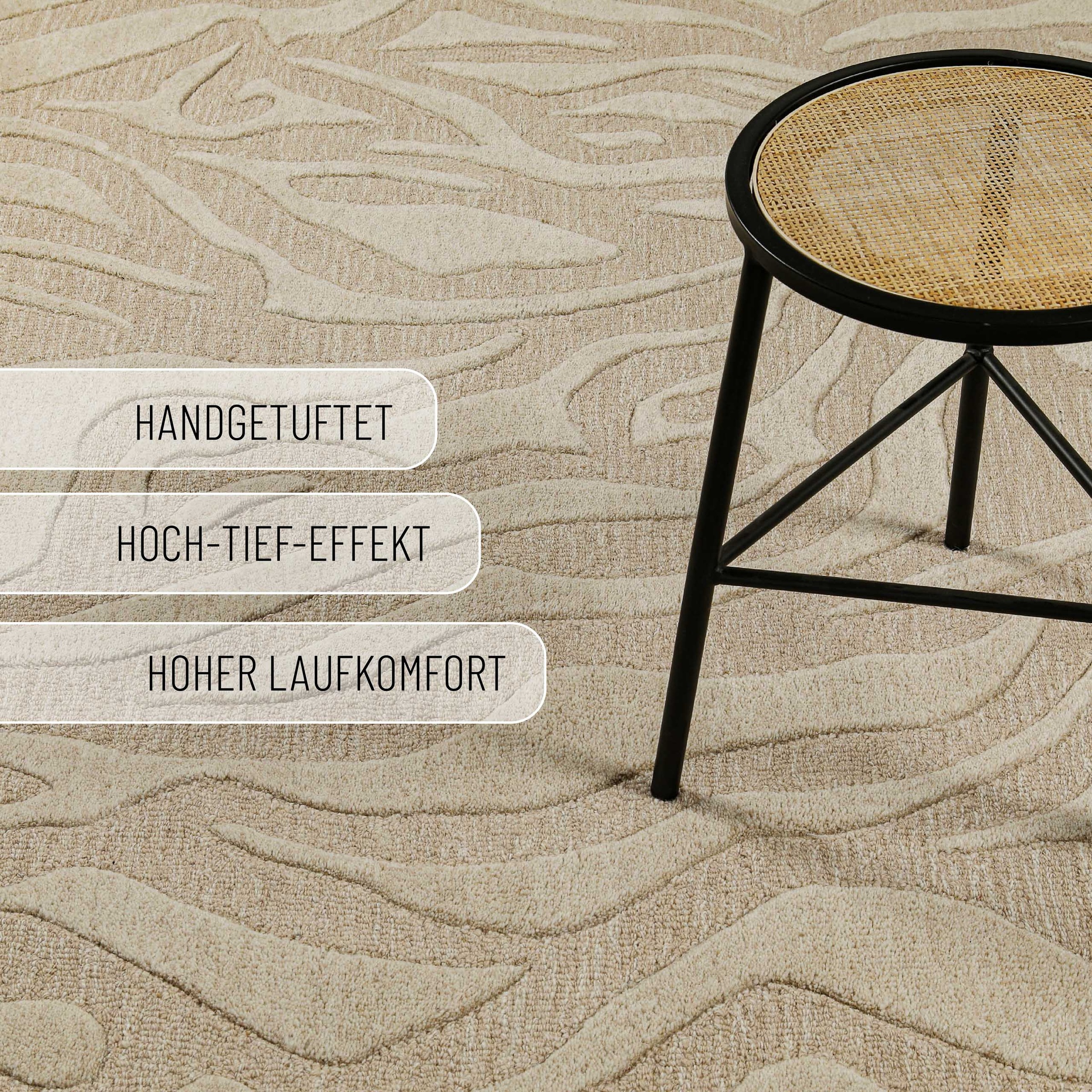 Wecon home Tapis »Lior« Rectangulaire 10 mm Höhe Wollteppich, abstrakt, hochwertig, handgetuftet, robust, modern