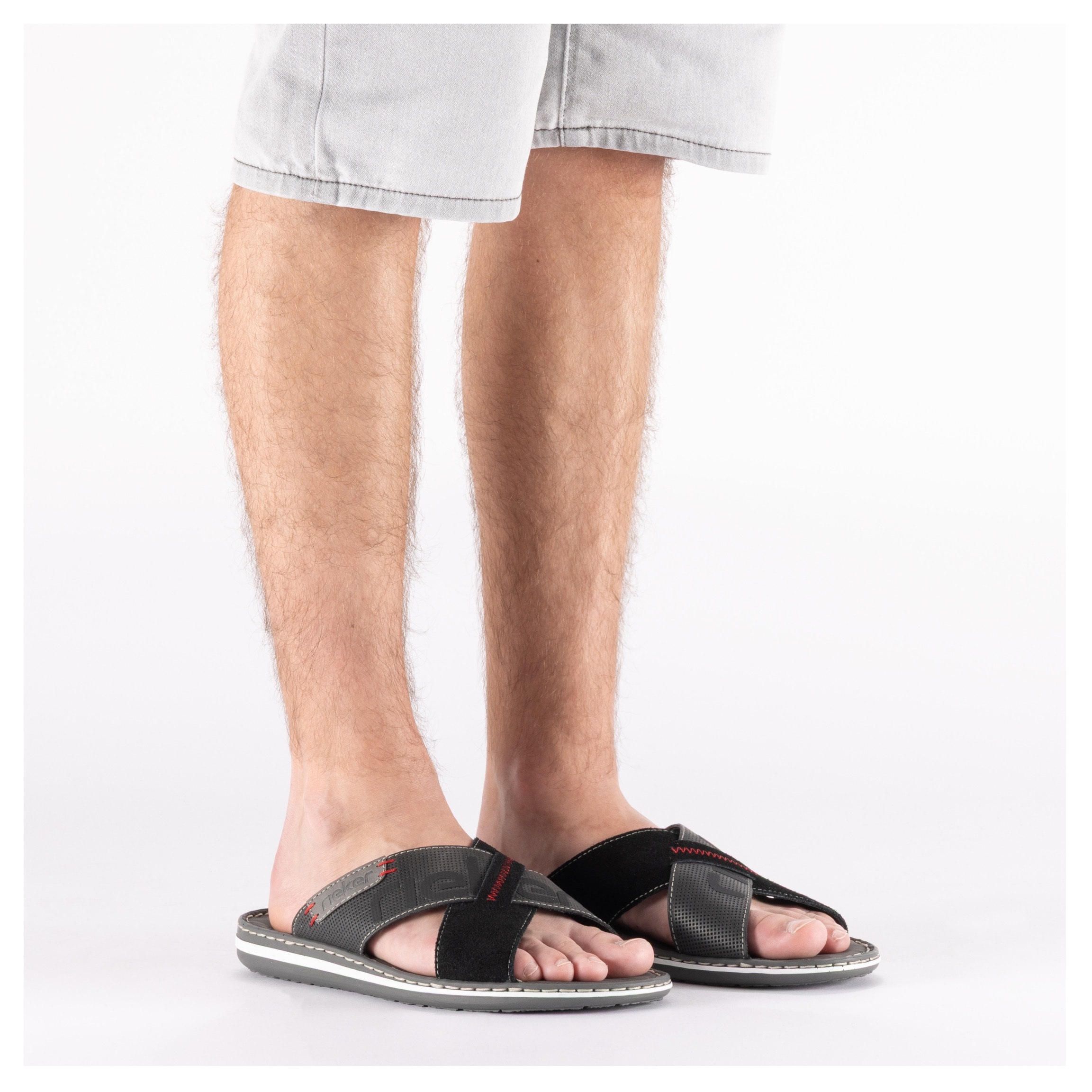 Rieker Pantolette  chaussure d'été, mule, poolslides, avec surpiqûres contrastées