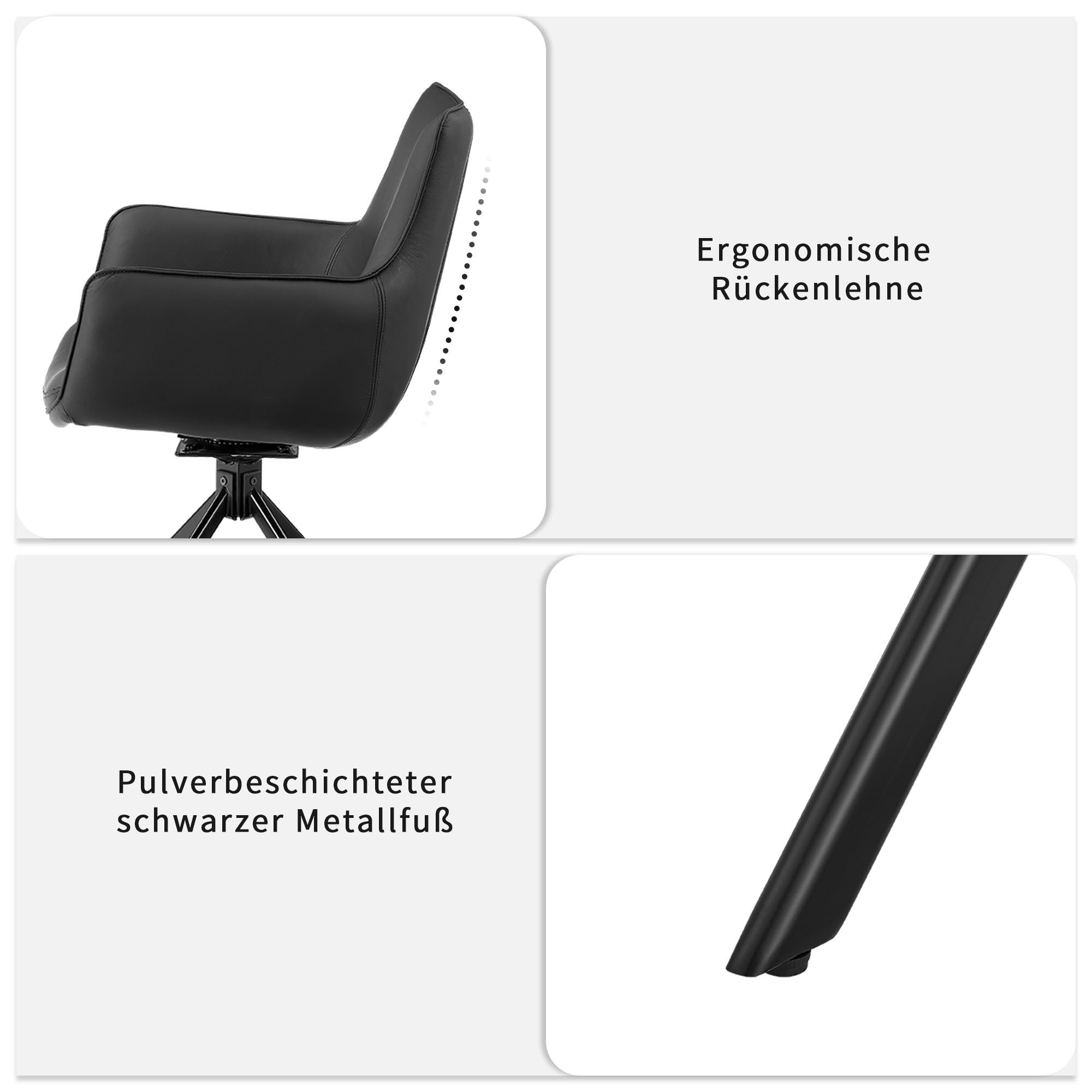 GOODproduct Chaise pivotante (Ensemble) 2 cuisRevêtement en cuir naturel, cadre en fer pivotant à 360°