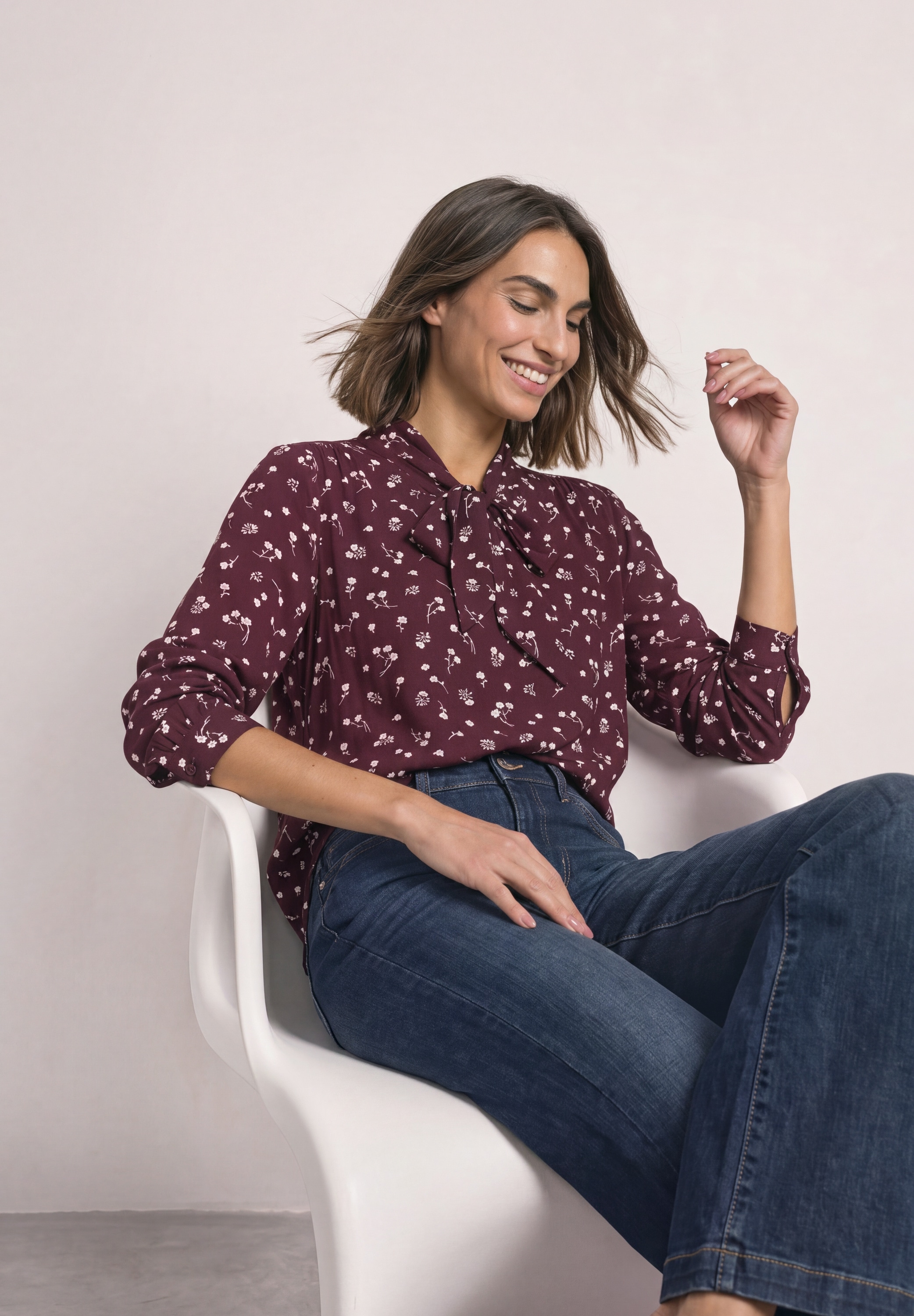 STREET ONE Blouse à manches longues avec imprimés intégraux et détail nœud
