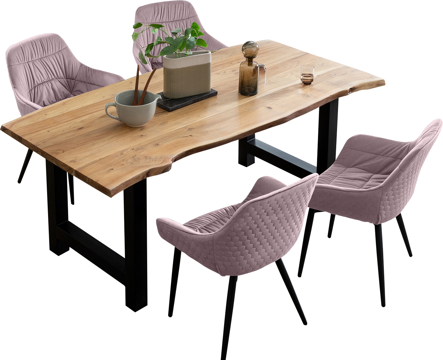 SalesFever Essgruppe »Esszimmerausstattung aus Holz und Metall«