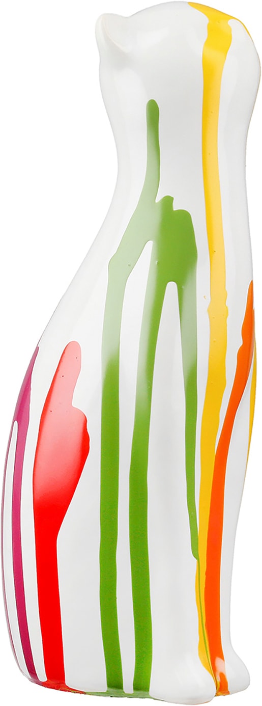 GILDE Skulptur »2tlg. Set Figur Katze Colori weiss« Tierfigur Wohnaccessoire Designkatze jugendliche farbenfrohe Deko