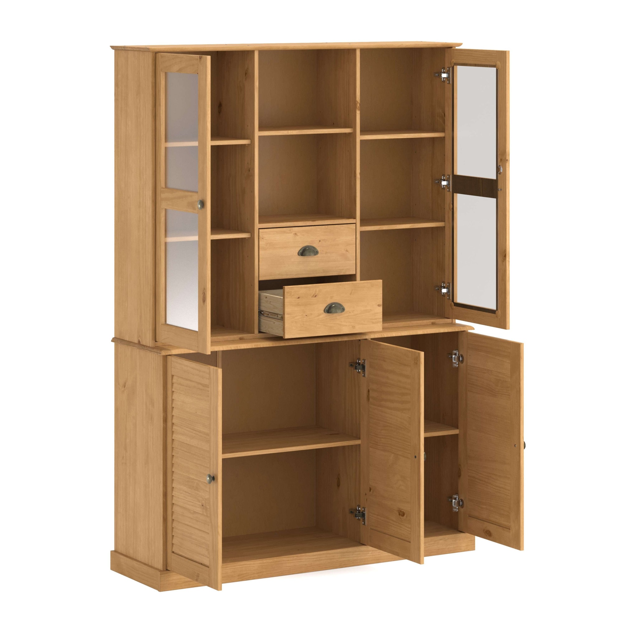 GOODproduct Buffet »Turia« mit Glas- u. Lamellentüren, aus massivem Kiefernholz FSC®, Höhe 180 cm