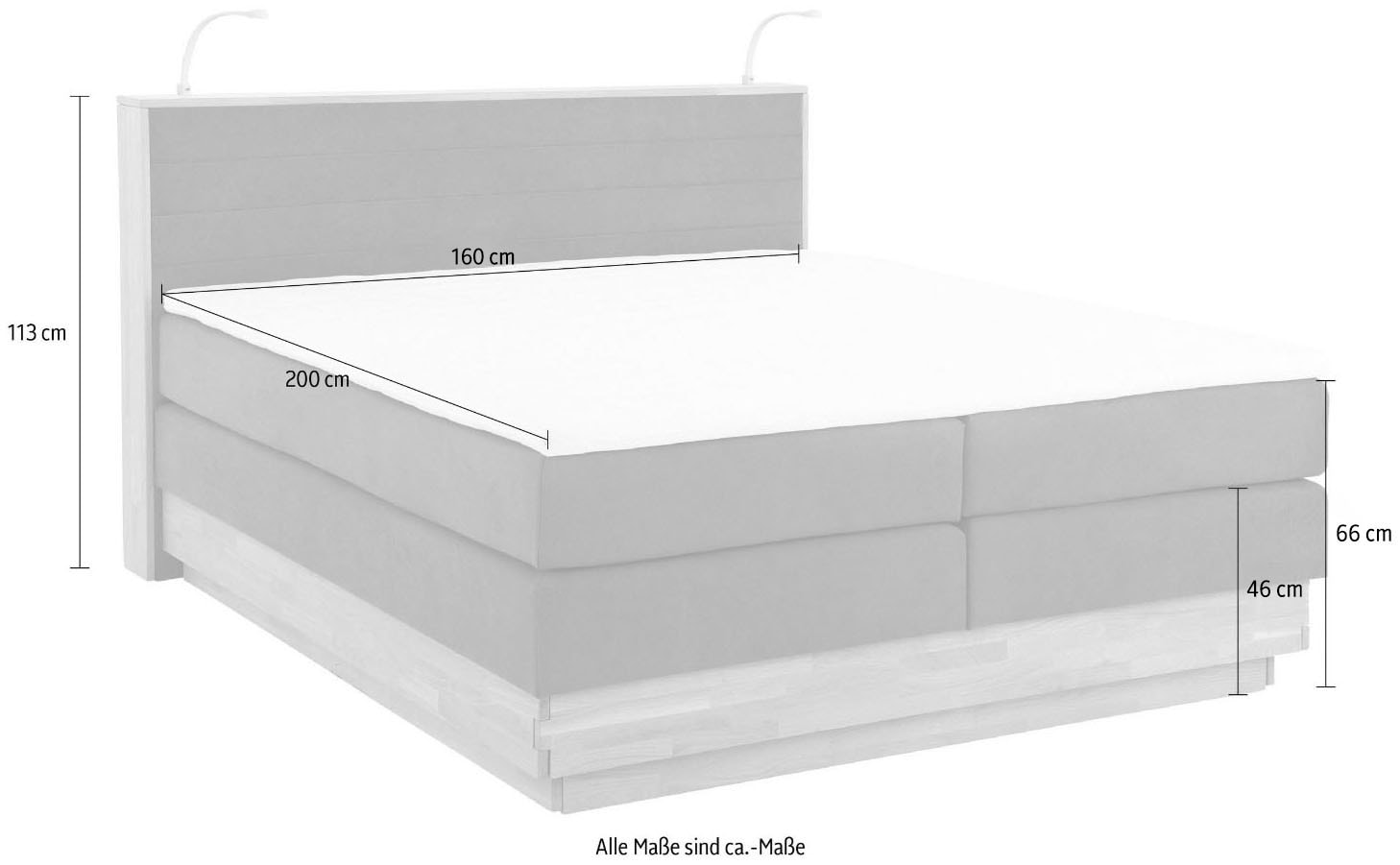 Home affaire Lit boxspring »CAVAN, mit Bettkasten, inkl. 7-Zonen-TTFK-Matratze H2-H4 und Topper« chêne, incl. coffre-lit & topper, différents degrés de fermeté (aussi H4)