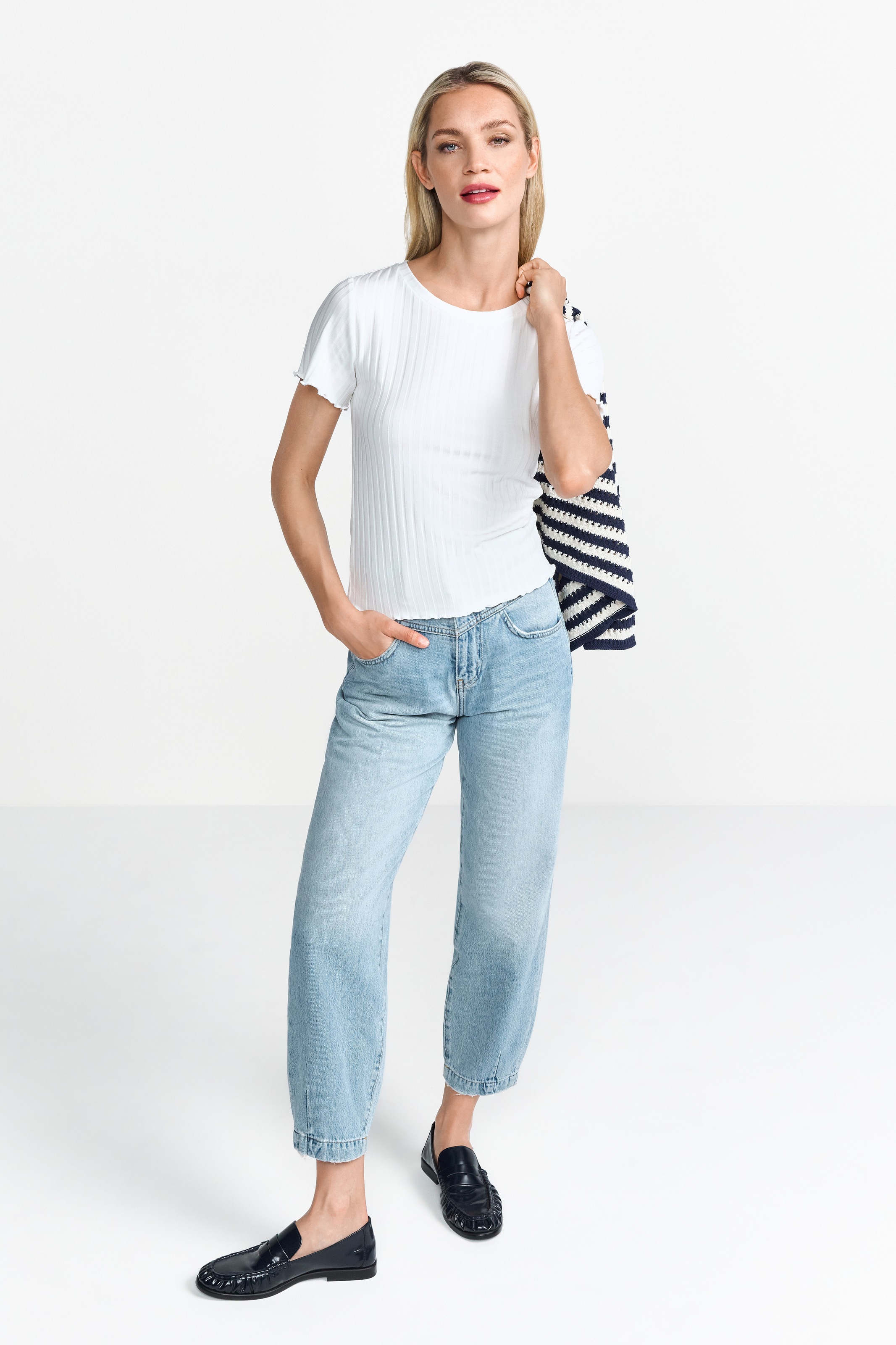 RICHROYAL T-shirt à manches courtes Mit gewelltem Saum an Rumpf und Ärmeln