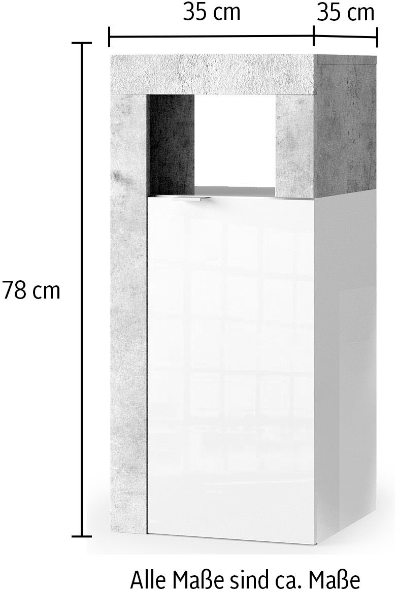 welltime Unterschrank »Hamburg Höhe 78 cm, Breite 35 cm, Badkommode mit 1 Tür,« Badezimmerschrank, dekorativer Rahmen, offenes Fach, Metallgriff