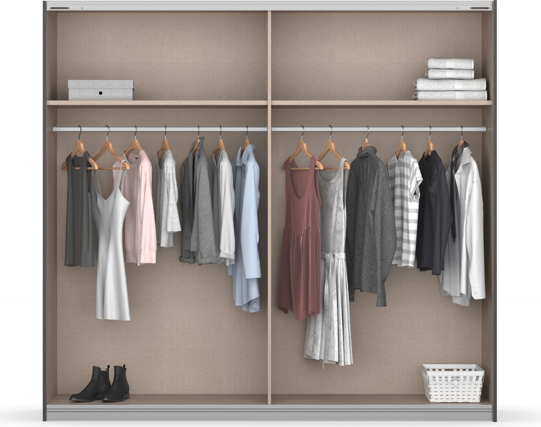 rauch Schwebetürenschrank »Kleiderschrank Schrank Garderobe Schlafzimmerschrank BAREA« Front- Auflage in moderner Lamellen-Optik und Spiegel MADE IN GERMANY