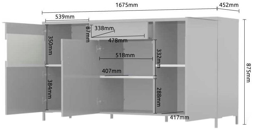 PLACES OF STYLE Sideboard »Onyx« Kommode mit Soft-Close-Funktion, Breite  167,5 cm