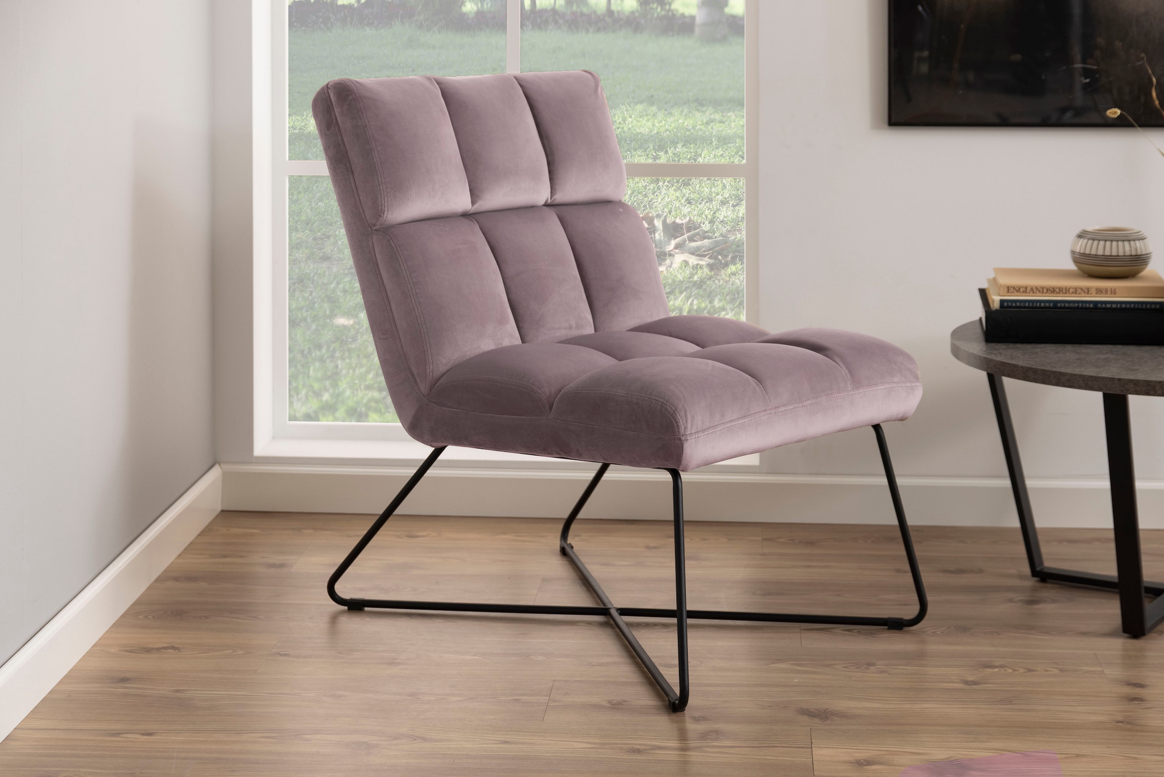 ACTONA GROUP Fauteuil lounge 1,  velours de coton et coutures carrées, différentes variantes