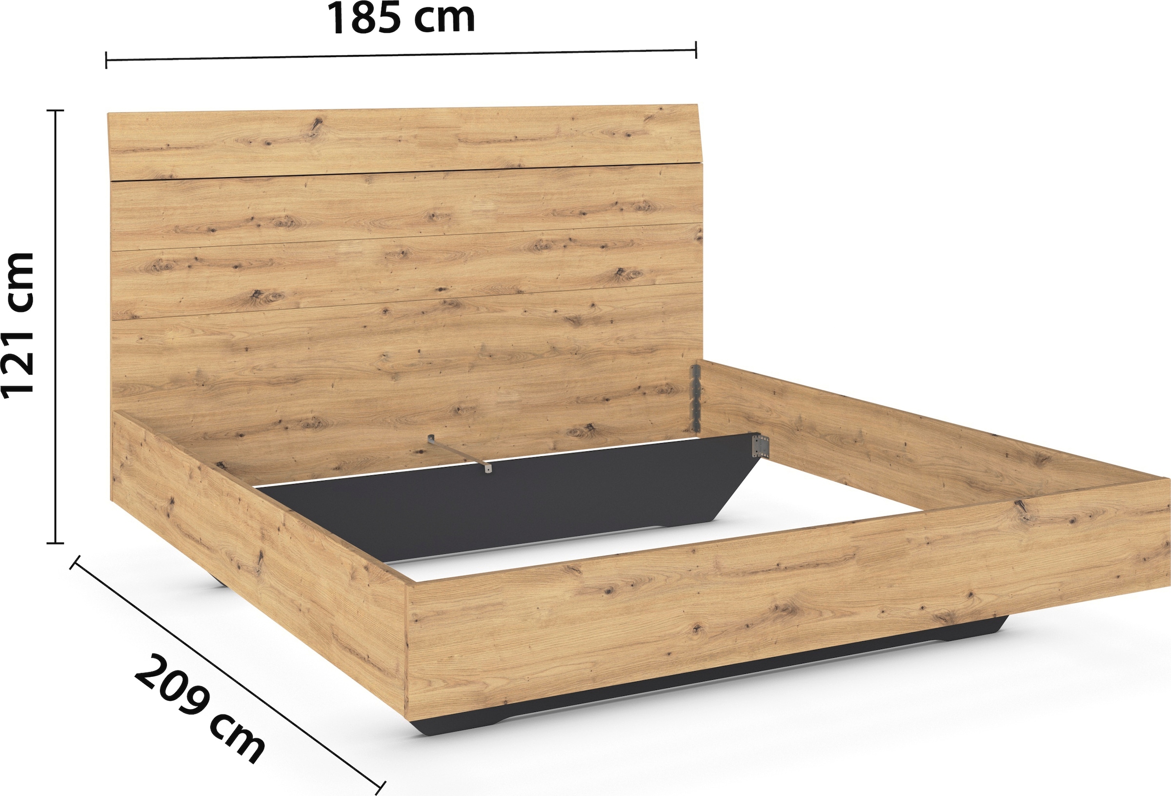 GOODproduct Lit futon »Bett Doppelbett Holzbett AGORDO« 180x200 cm,  avec dossier haut et effet flottant FABRIQUÉ EN ALLEMAGNE