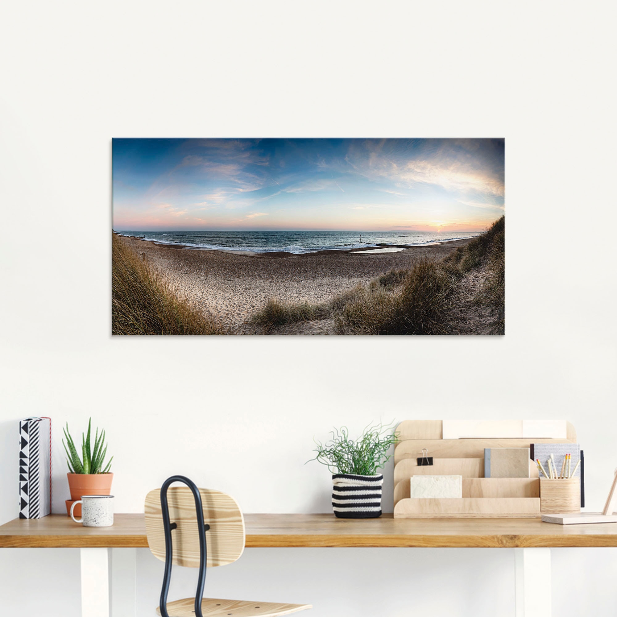 Artland Glasbild »Strand und Sanddünen am Hengistbury Head« Küste 1 Stk. tlg. in verschiedenen Grössen