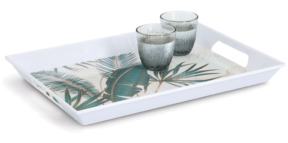 Zeller Present Plateau »Melamintablett "Palm leaves"« tropisches Motiv, Tragegriffe, 34,8x50 cm