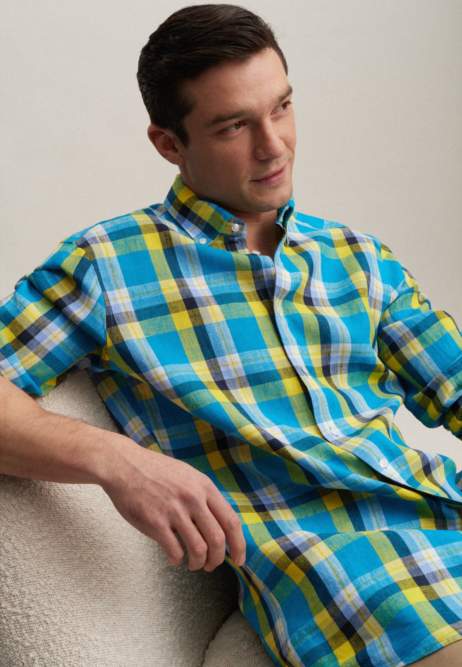 seidensticker Chemise d'affaires »Regular« Regular 1/1 Button-Down-Kragen Karo