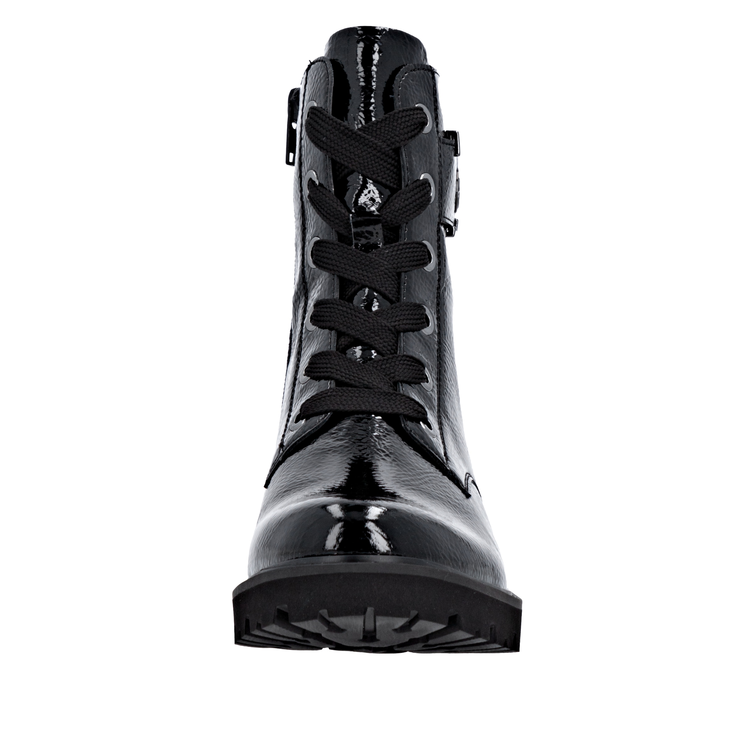 Remonte Schnürstiefelette  , Blockabsatz, Schnürboots im Kroko-Look, Innenreissverschluss
