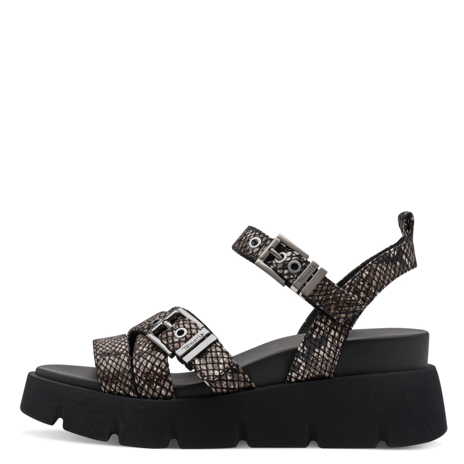 Tamaris Sandales compensées  Chaussure d'été, sandale à brides look serpent tendance