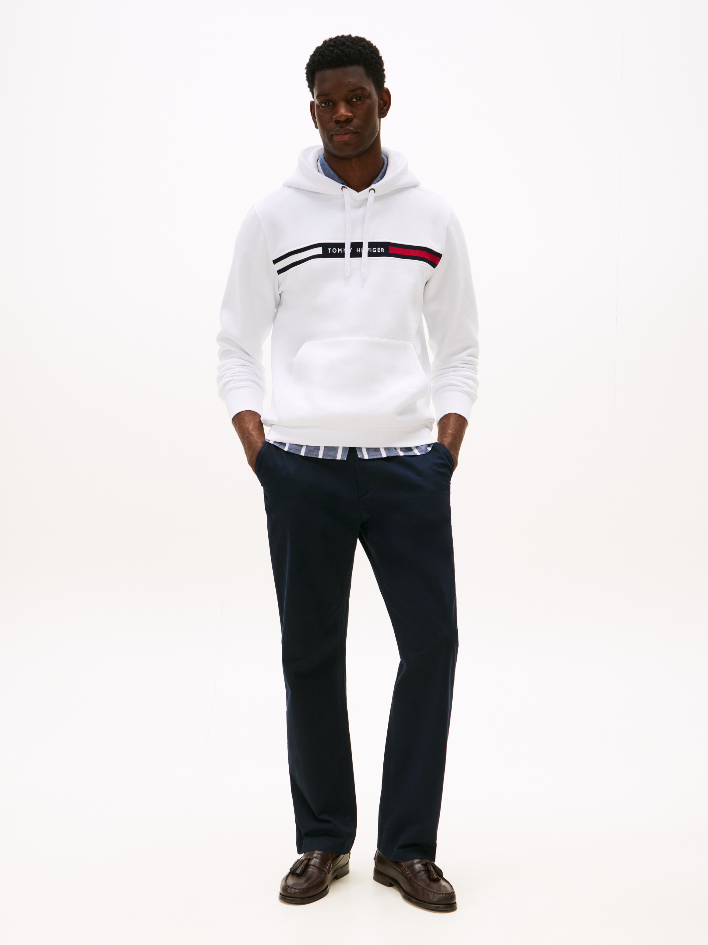 Tommy Hilfiger Sweat à capuche »HILFIGER CHEST INSERT HOODY mit Kapuze und Logoschriftzug«, unifarben, casual, regular fit, Baumwollmix, Kapuze
