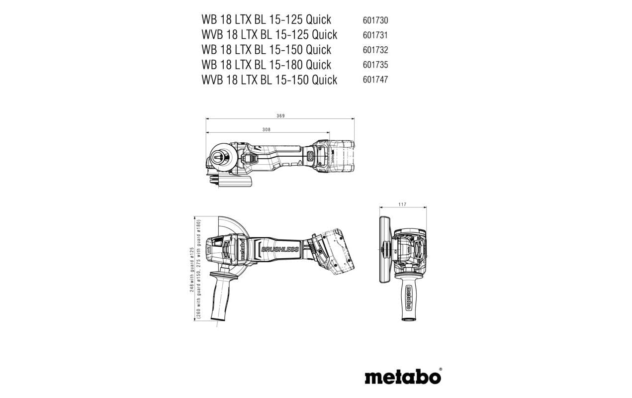 metabo Winkelschleifer »SSW 18 LTX 1450 B, 18 V, Solo, Ø 125«