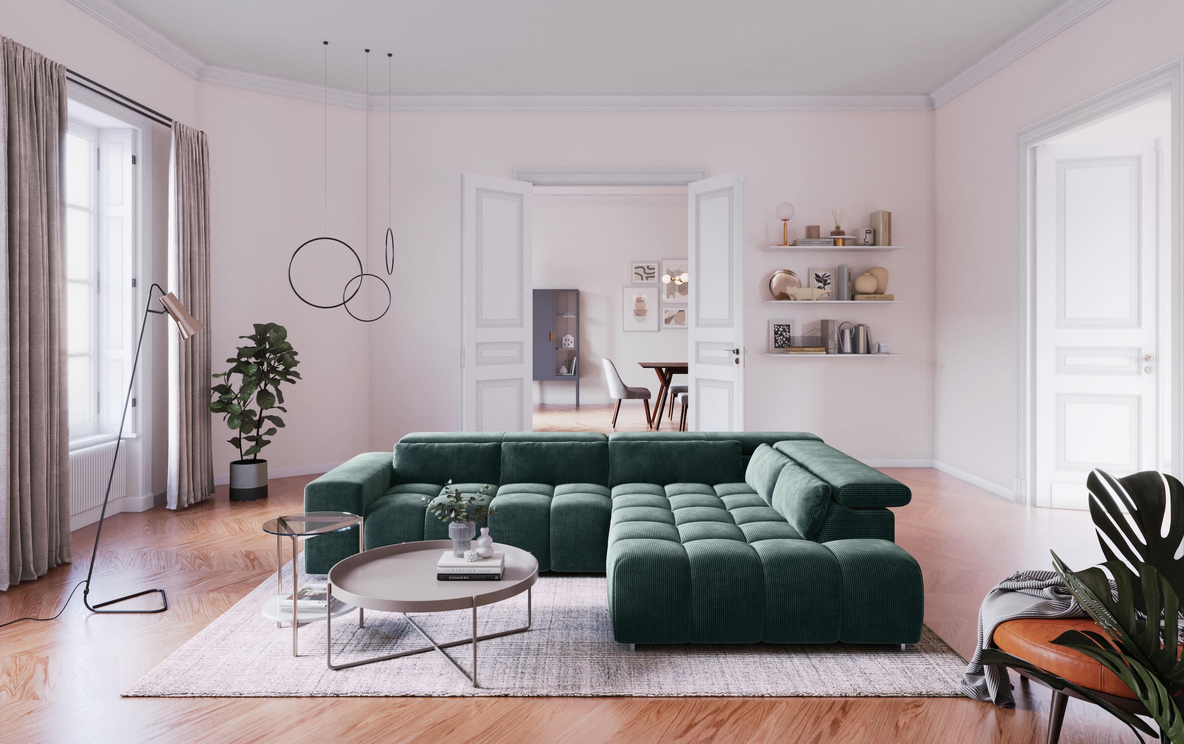 COTTA Ecksofa »Orion L-Form« mit Kopfteilverstellung & 5 Nierenkissen