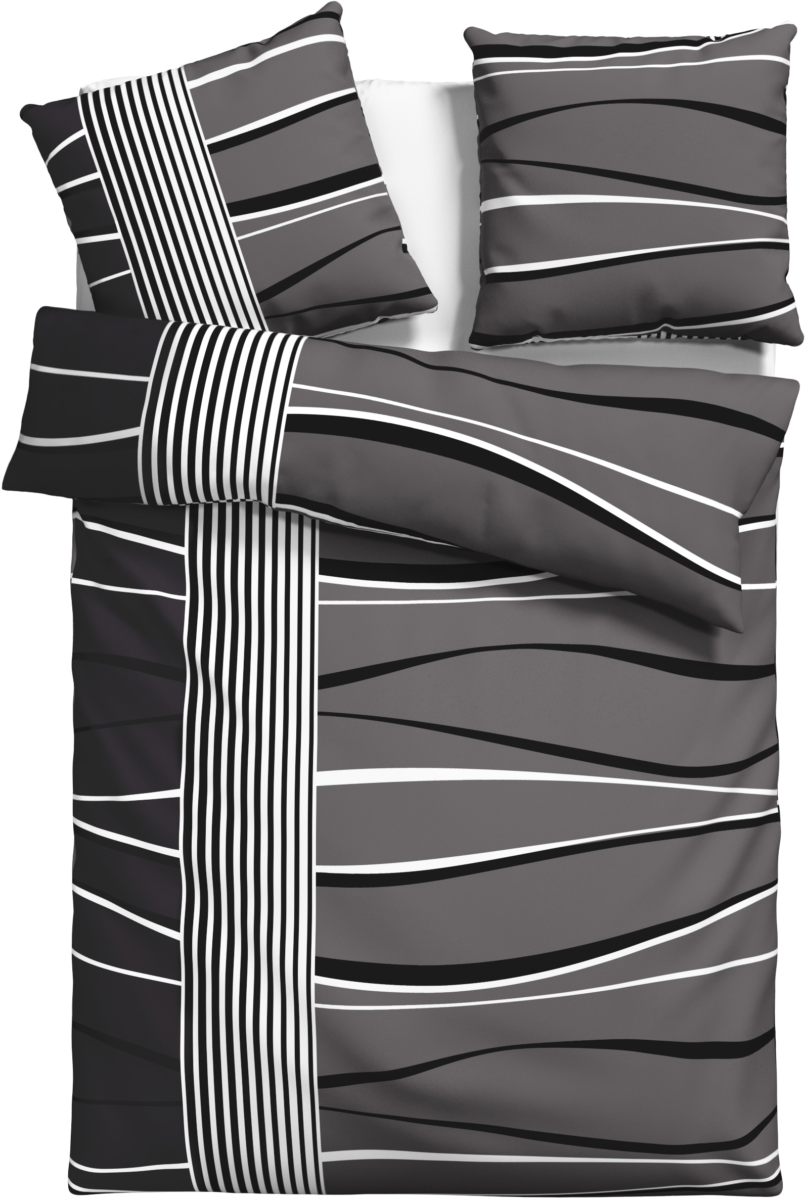 GOODproduct Bettwäsche »Renu in Gr. 135x200 oder 155x220 cm« 2 Stk. Bettwäsche aus Baumwolle, grafische Bettwäsche mit Wellen-Design